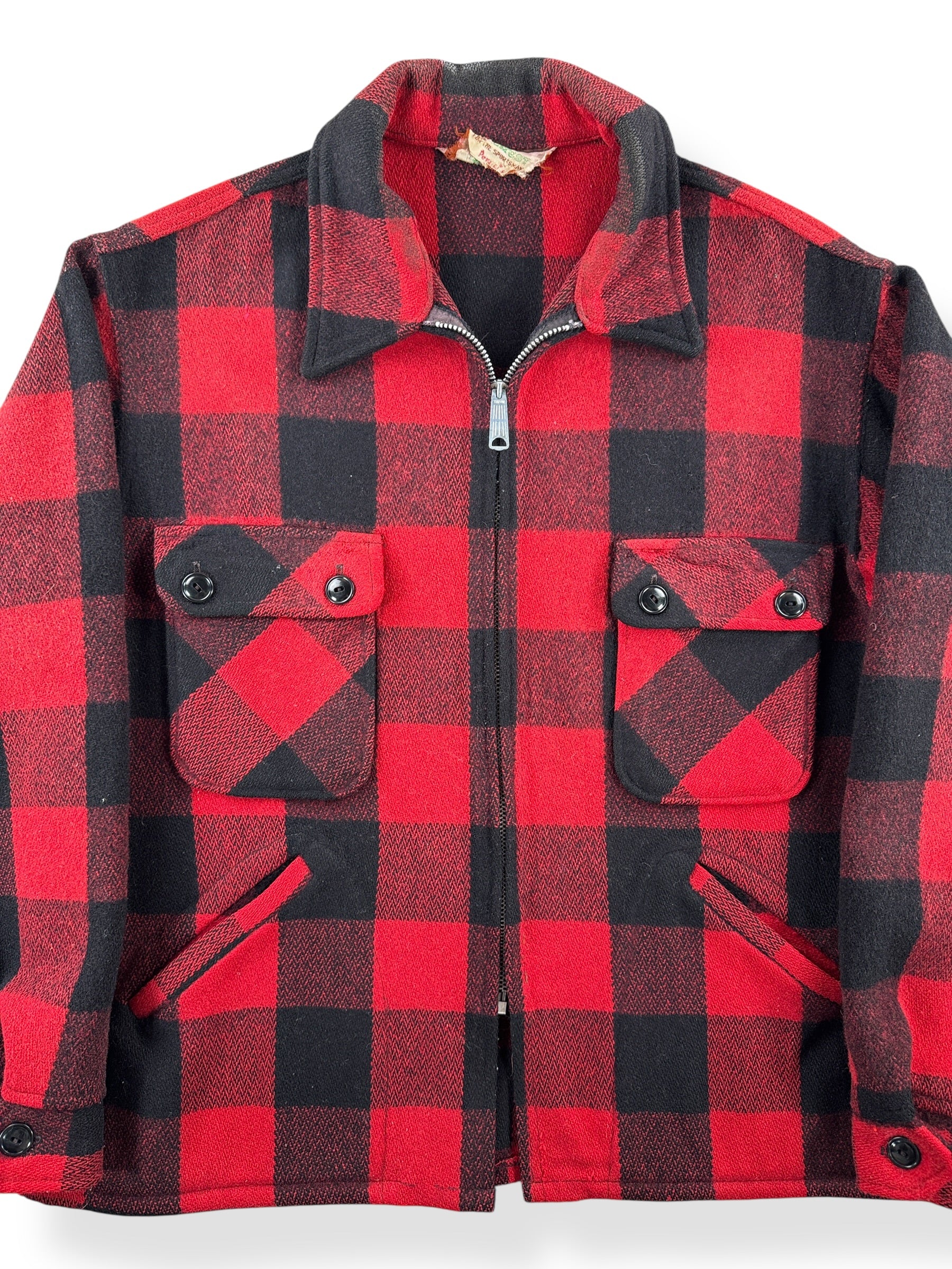 Front Close Up of Vintage 60s Era Penney's Foremost Wool Jacket SZ L
