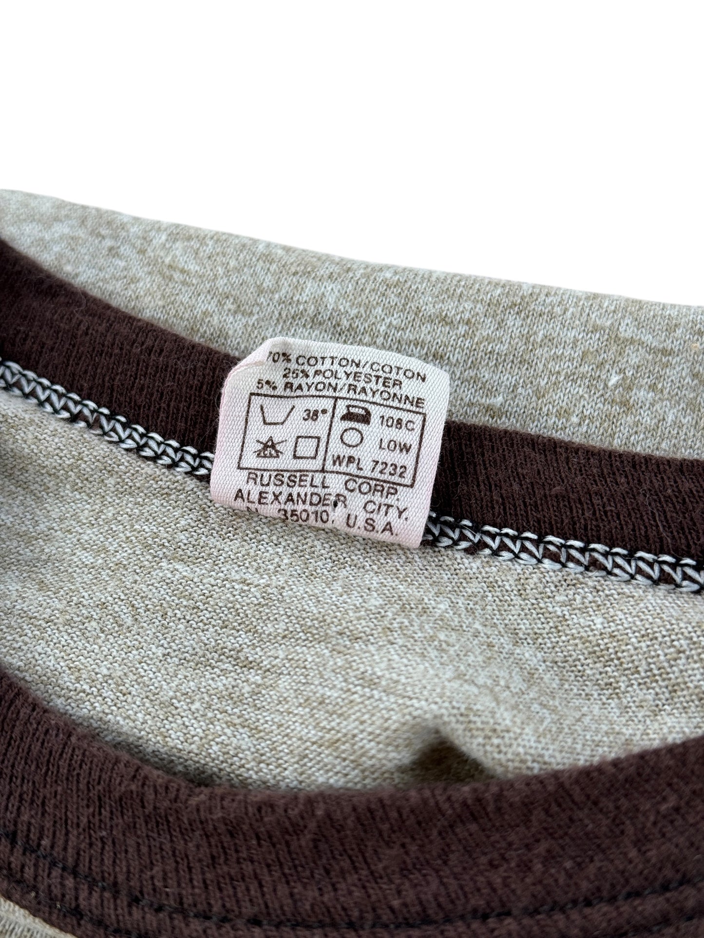 Back of tag on Vintage 70s Screenprinting Raglan Tee SZ L (Fits S)