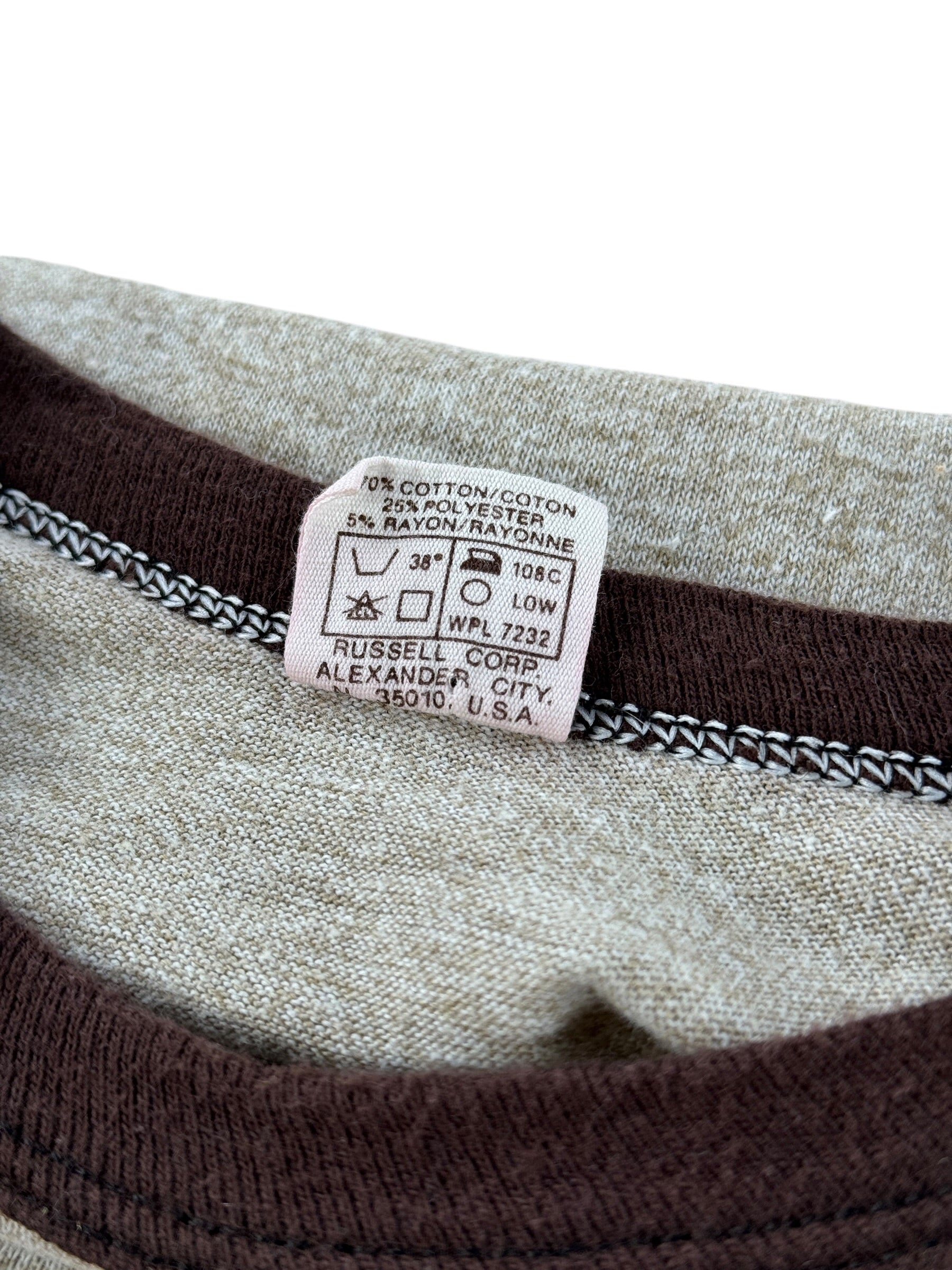Back of tag on Vintage 70s Screenprinting Raglan Tee SZ L (Fits S)