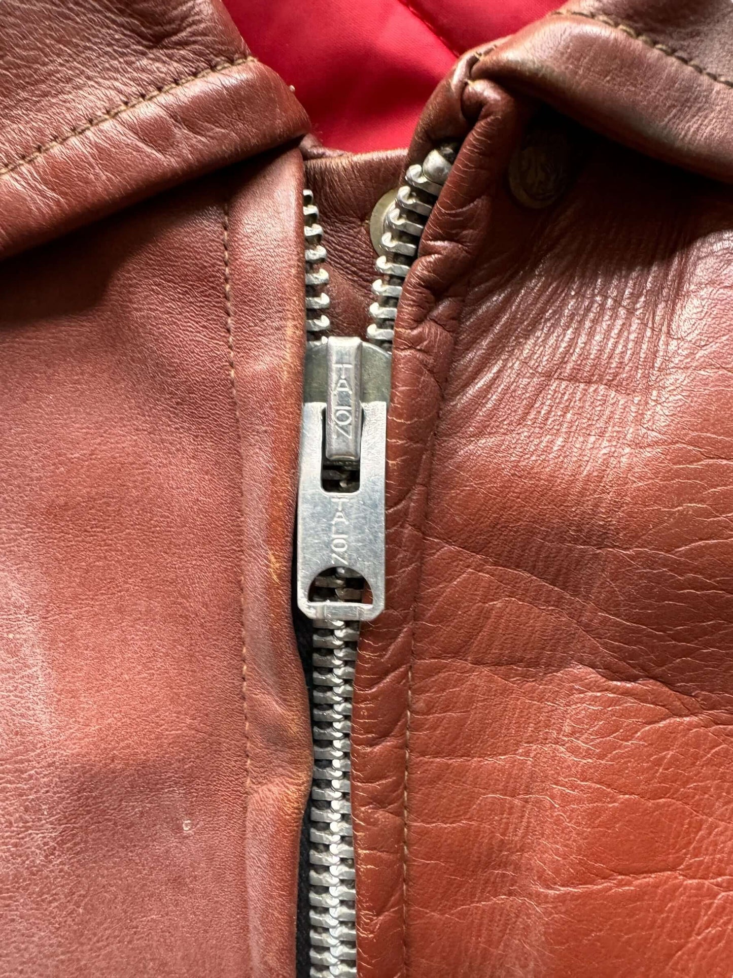 Talon ZIp on Vintage Apparel Annex Leather Jacket SZ M
