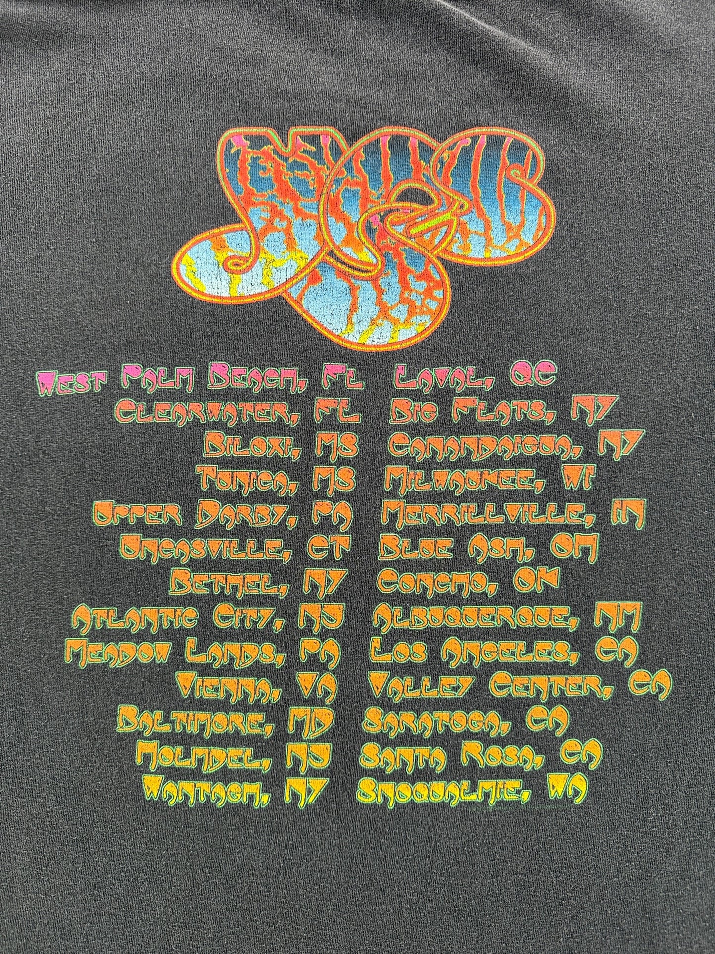 Back Graphic of Vintage Yes Tour Tee SZ XXL