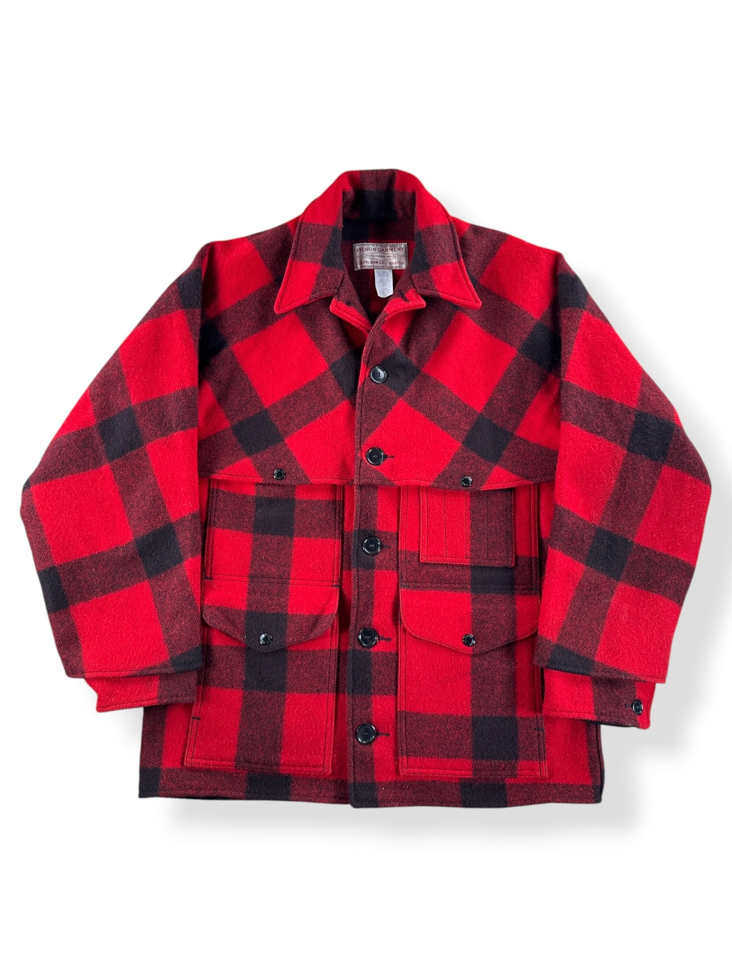 Front of Vintage Filson Buffalo Plaid Double Mac SZ 42
