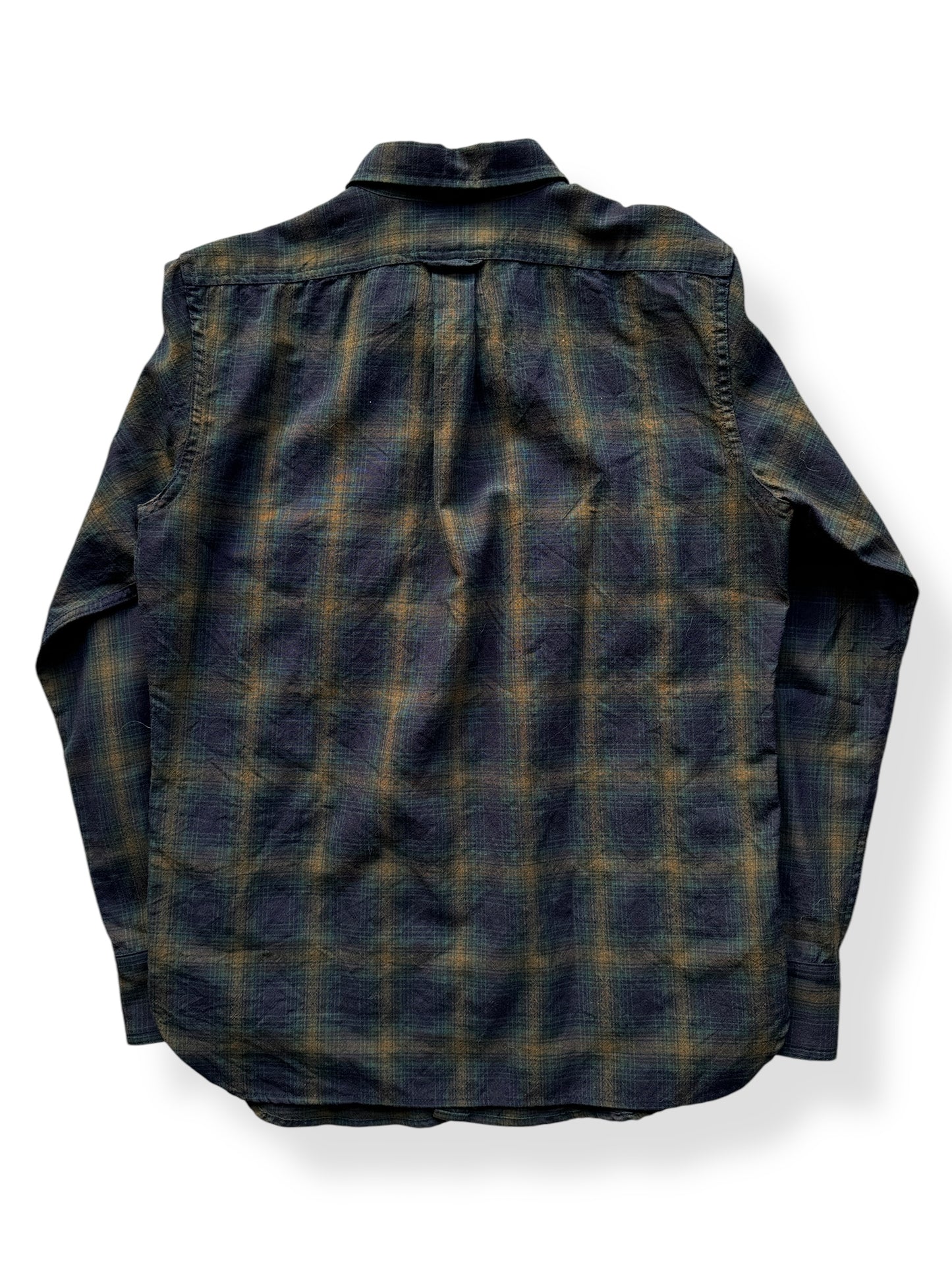 Back of Filson Green & Brown Wool Flannel SZ S