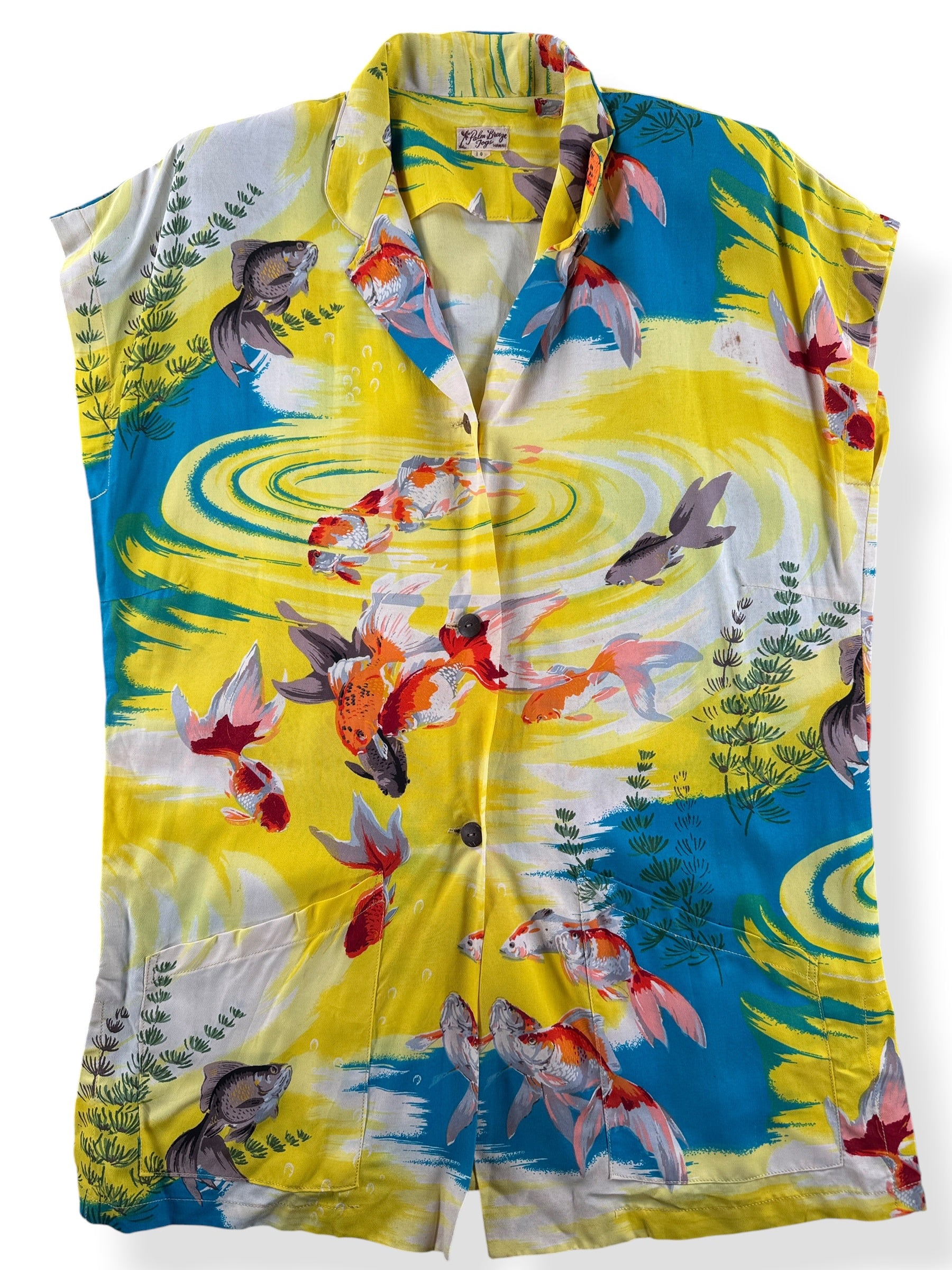 Front Close Up of Vintage Palm Breeze Togs Ladies Top SZ M