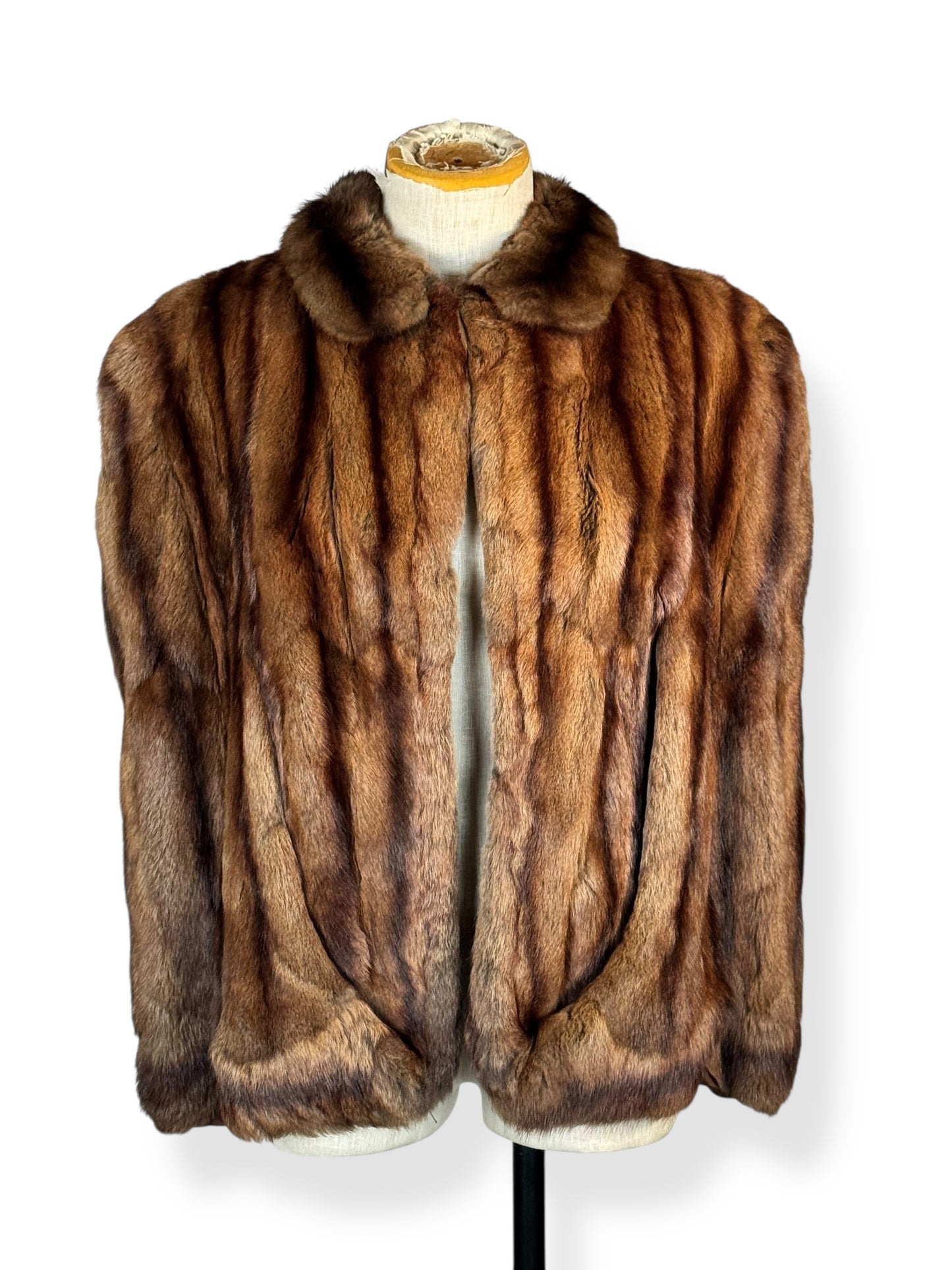 Front view of 1940s Conrad's Mink Caplet L-XL