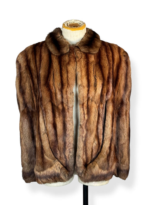 Front view of 1940s Conrad's Mink Caplet L-XL