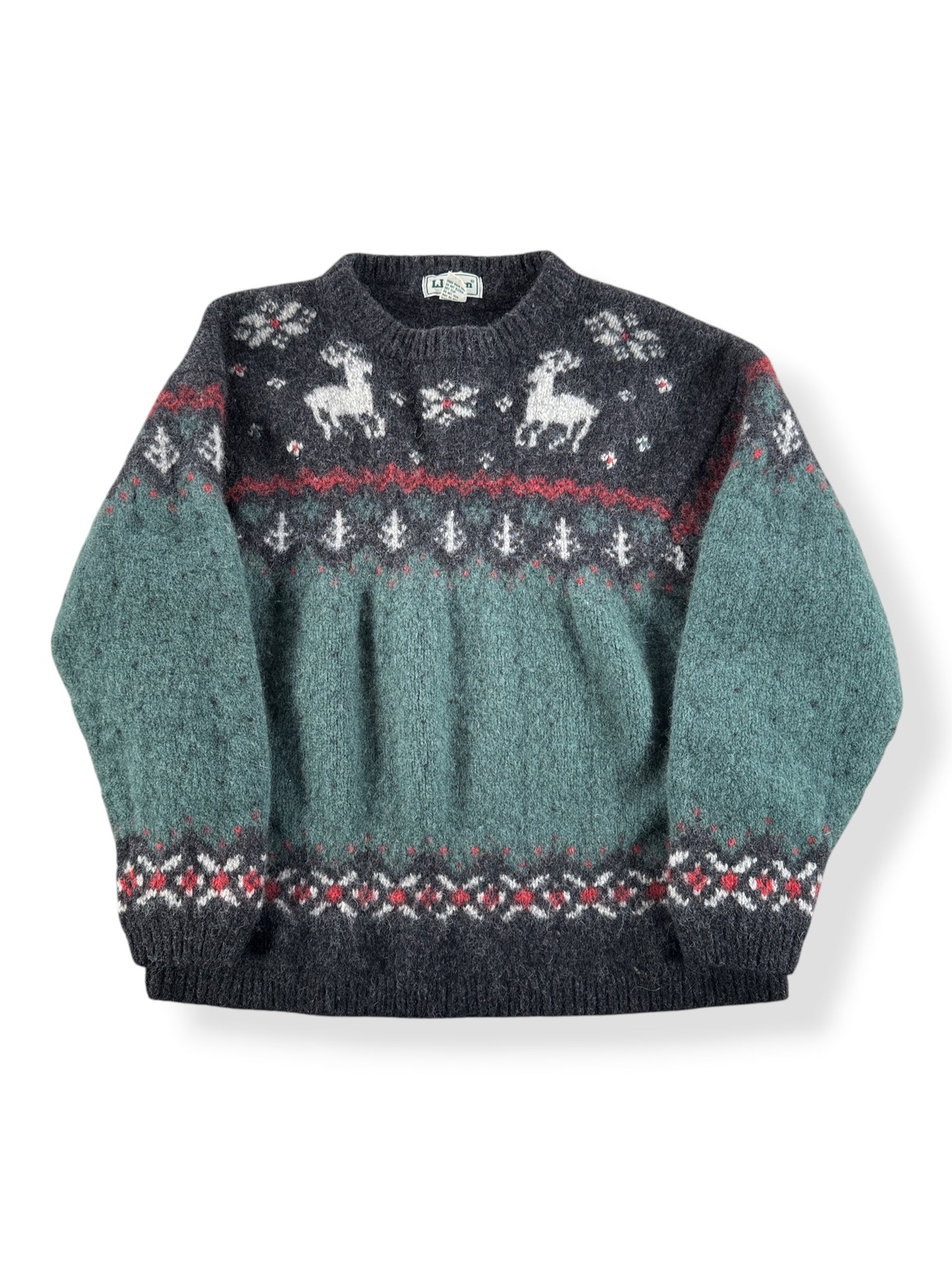 Front of Vintage L. L. Bean Reindeer Sweater SZ XL (Fits M)