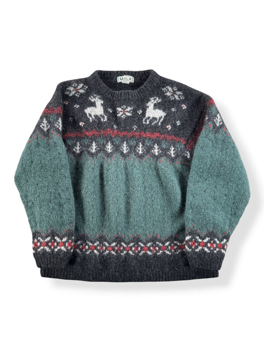 Front of Vintage L. L. Bean Reindeer Sweater SZ XL (Fits M)