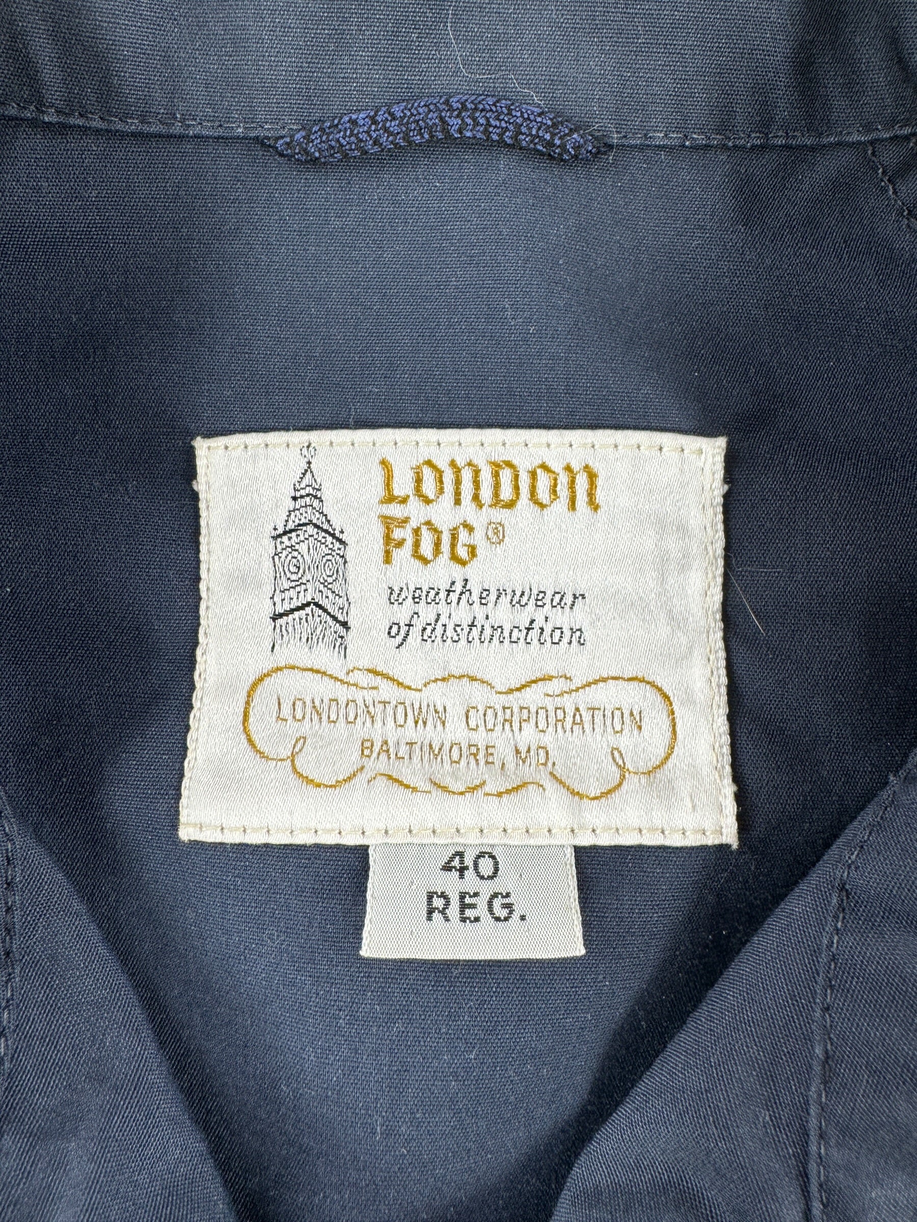 Label on Vintage London Fog Harrington Jacket SZ 40