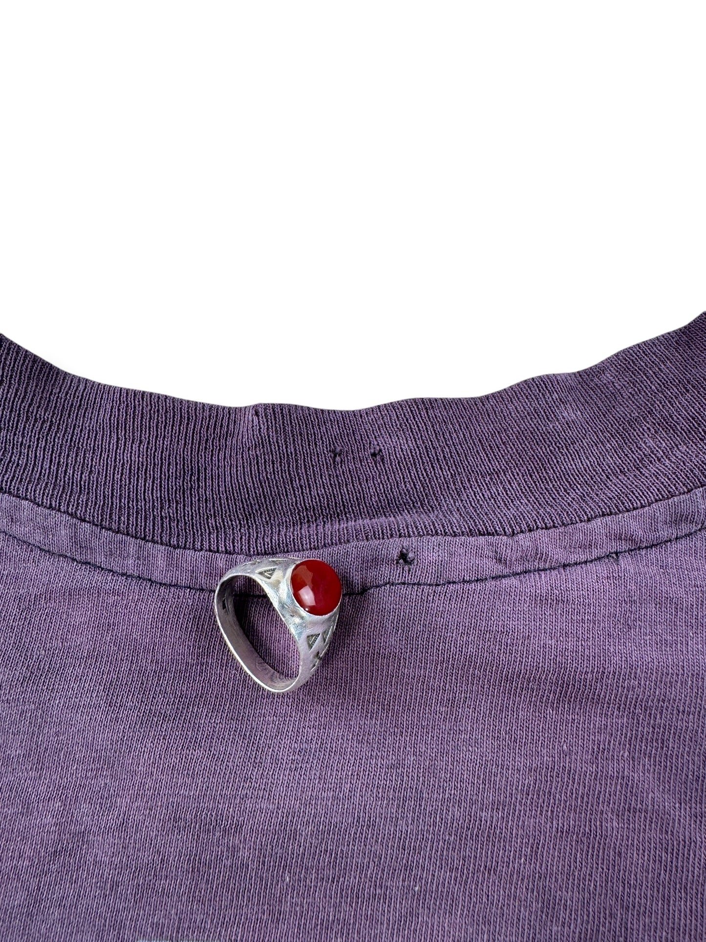 Small holes on back of collar on Vintage 1980s Harley For Bikers Only Kansas Tee SZ L (Fits M)