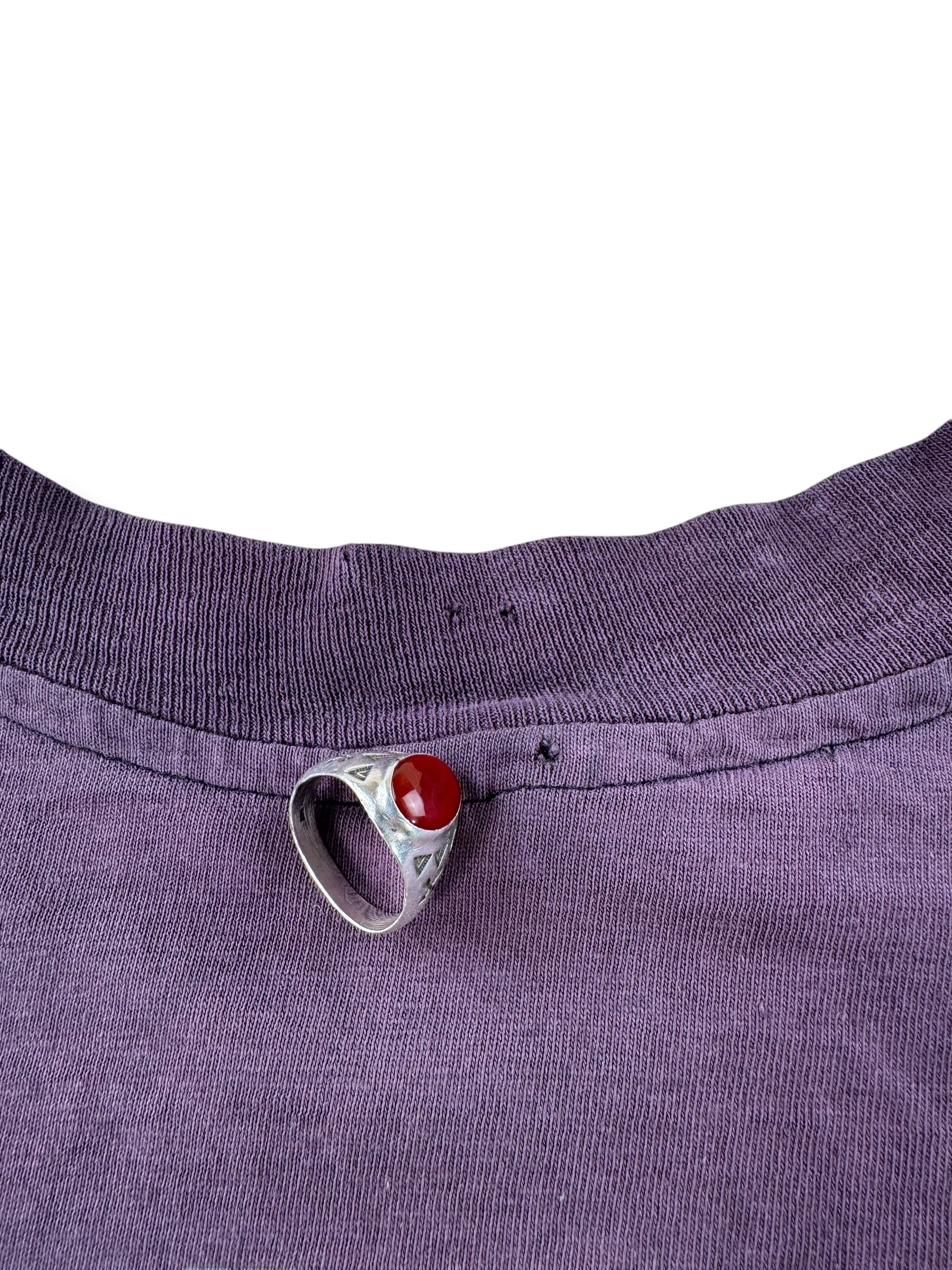 Small holes on back of collar on Vintage 1980s Harley For Bikers Only Kansas Tee SZ L (Fits M)