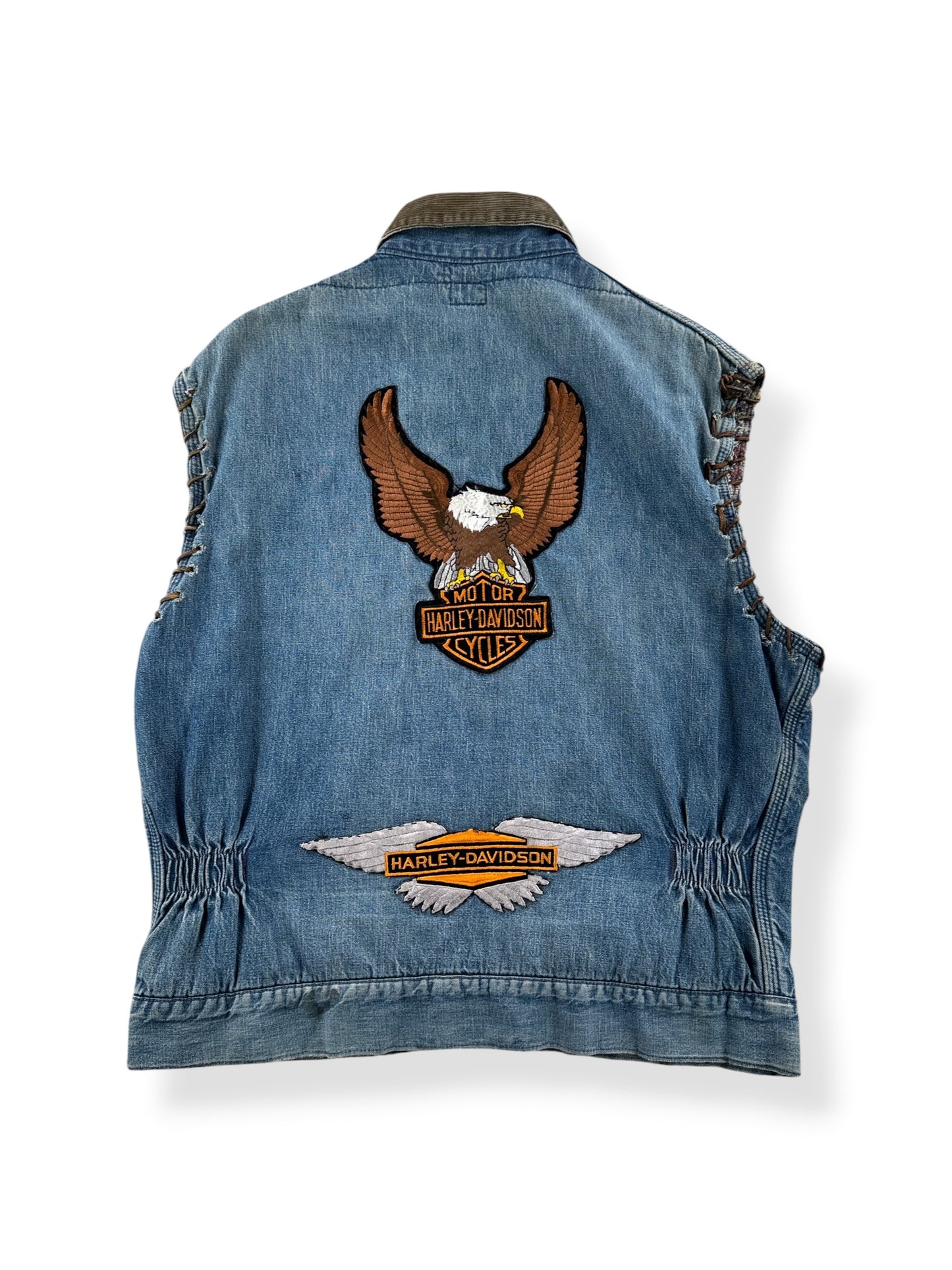 Back of Vintage 50s Hurcules Denim Biker Vest SZ L - AS IS