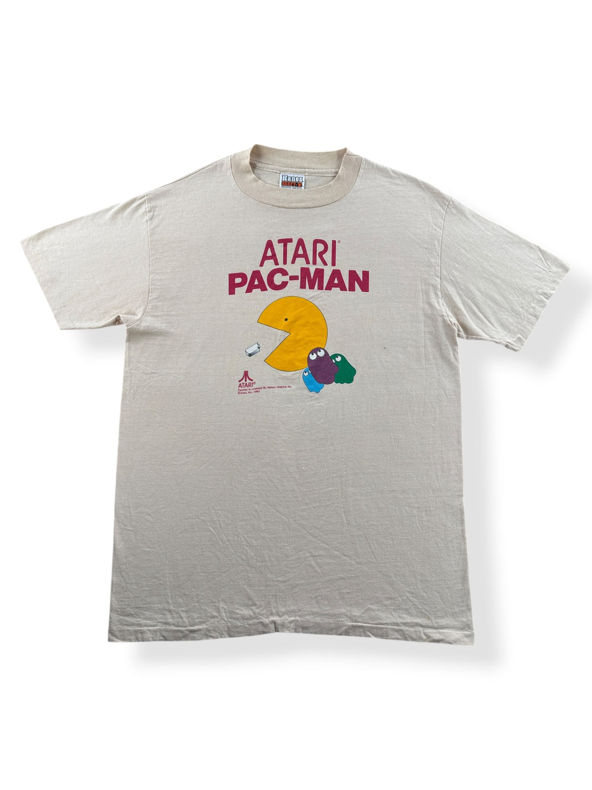 Front of Vintage '82 Atari 2600 Pac Man Tee SZ L (Fits M)