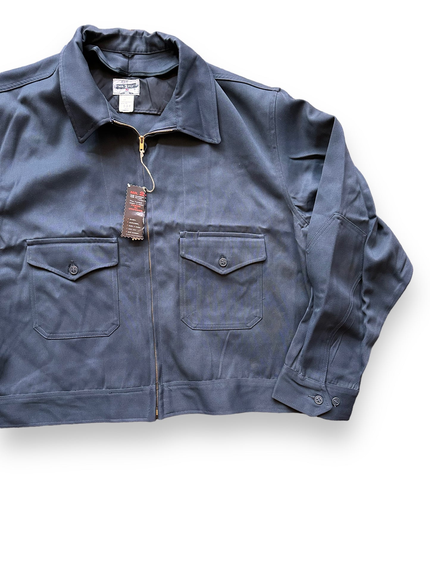 Front Left View of Vintage NOS Mr 2-Ply Slate Grey Gas Station Jacket SZ 58 | Vintage Workwear Jacket Seattle | Seattle Vintage Clothing