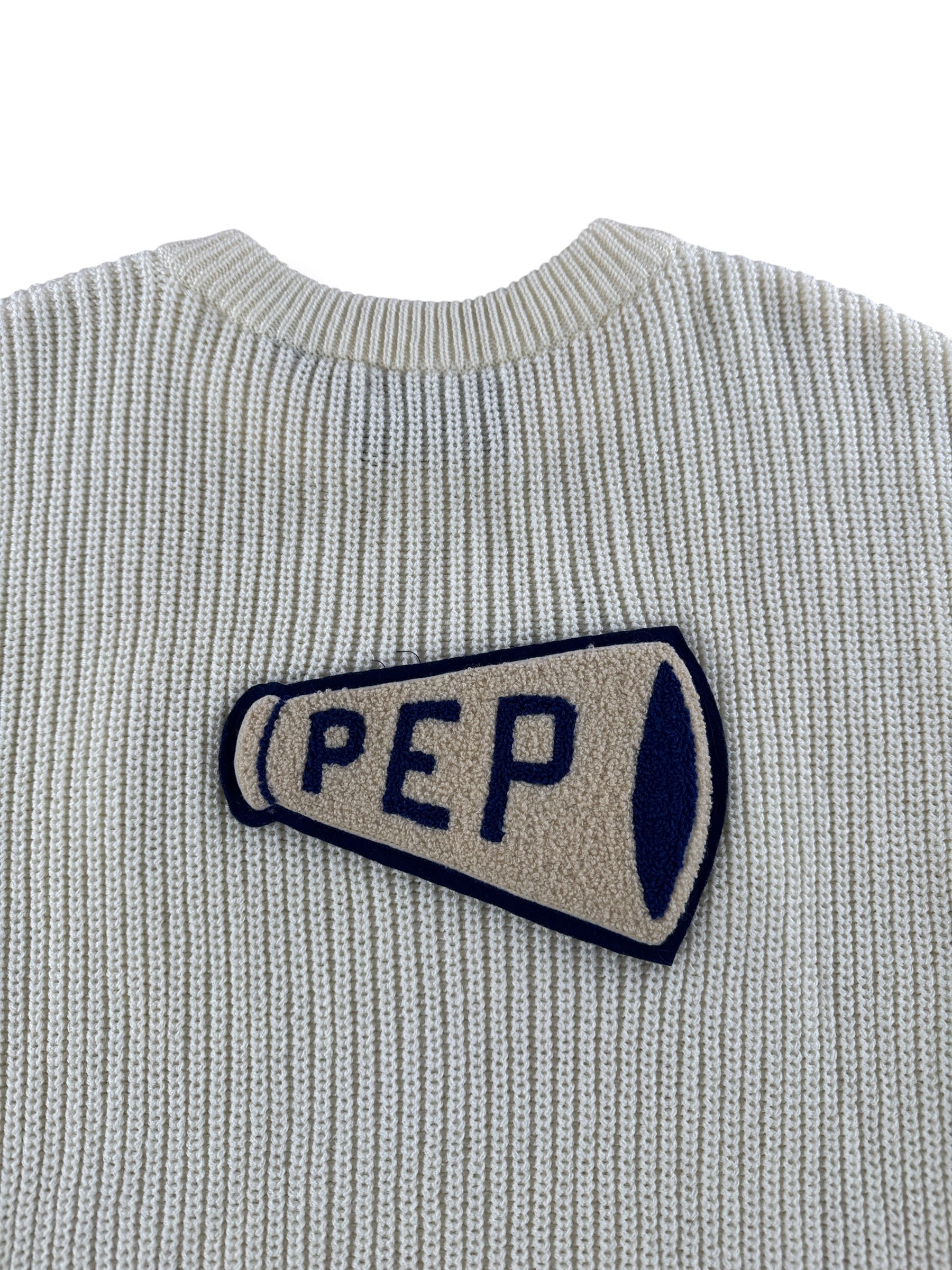 Back Patch on Vintage 70’s Stars Pep Squad Knit Sweater SZ M