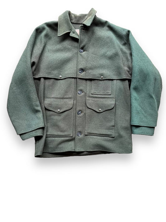 Front View of Vintage Filson Forest Green Double Mackinaw Cruiser SZ 48 |  Vintage Filson Workwear Seattle