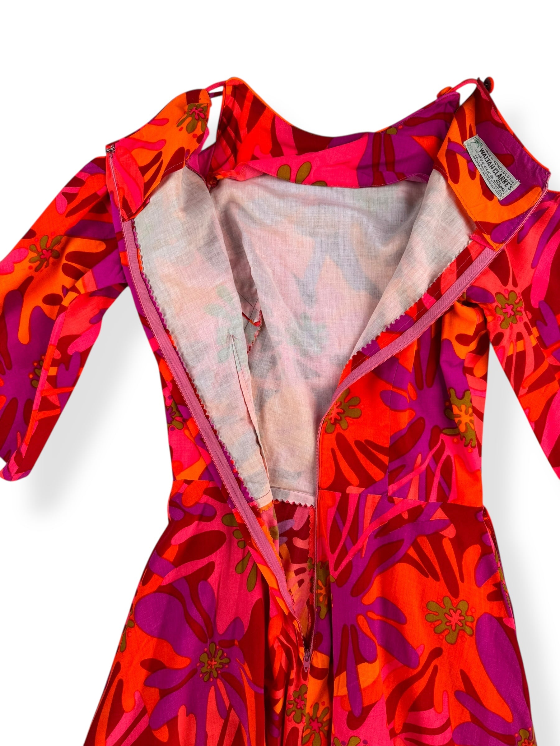 Back zipper 1960s Waltah Clark's Aloha Palazzo Pantsuit S
