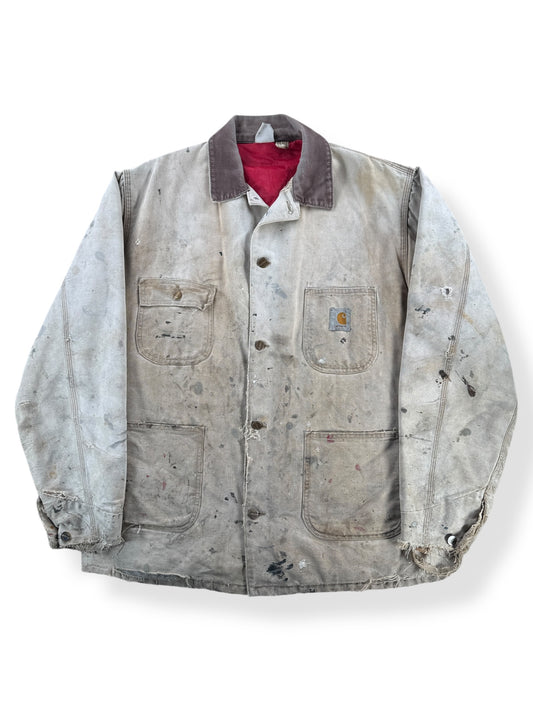 Front of Vintage Carhartt Thrashed Quilted Chore Coat SZ XXL