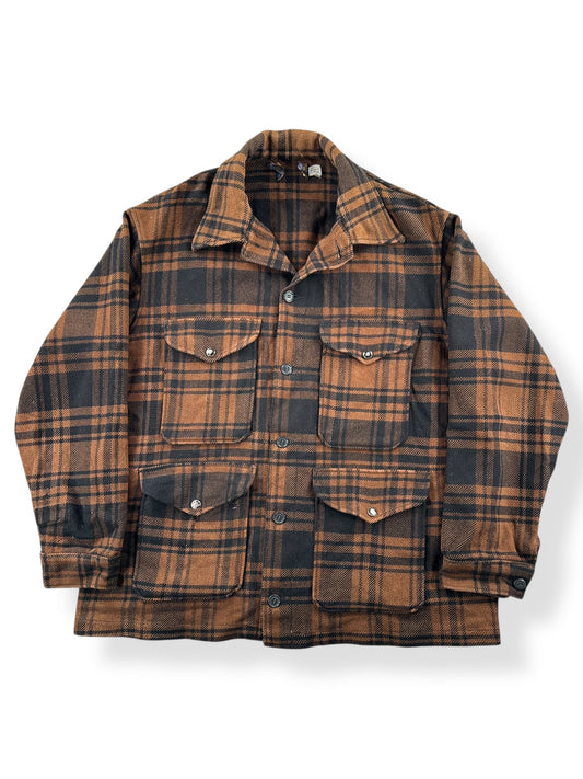 Front of Vintage Pendleton Brown & Black Mackinaw Cruiser Jacket SZ XL
