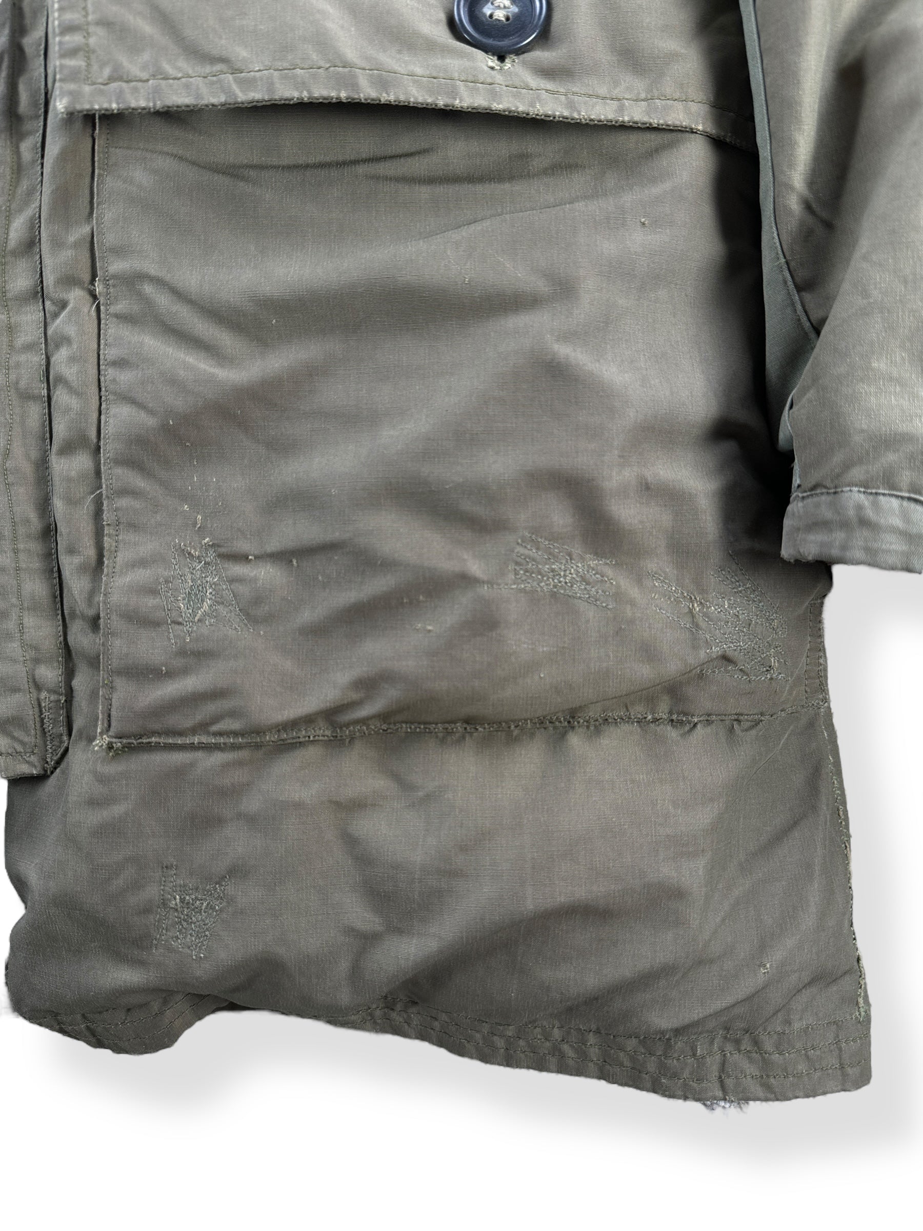 Repairs on Vintage Eddie Bauer Down Blizzard Proof Green Parka SZ M
