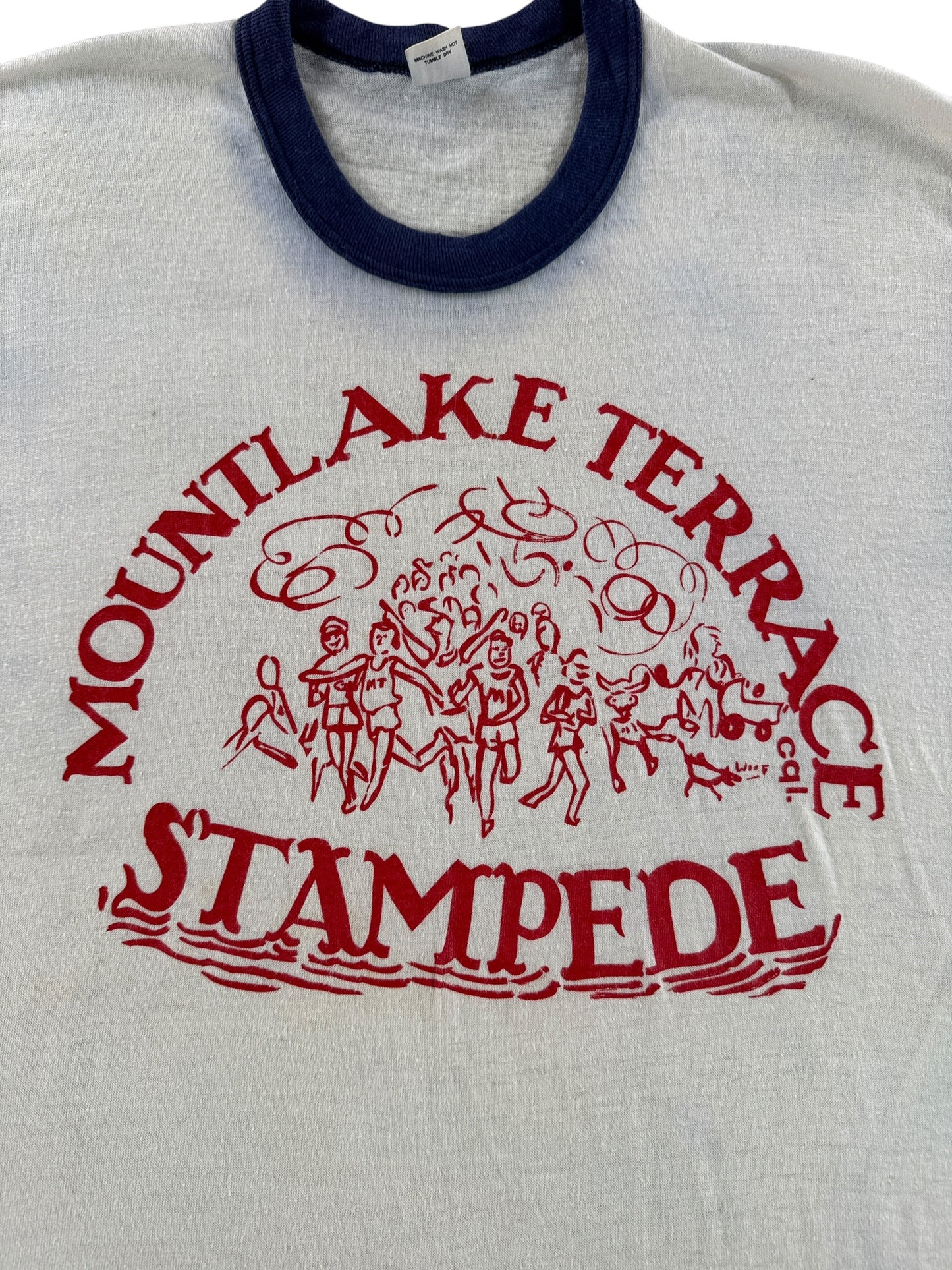 Graphic of Vintage Mountlake Terrace Stampede Running Tee SZ L (Fits M)