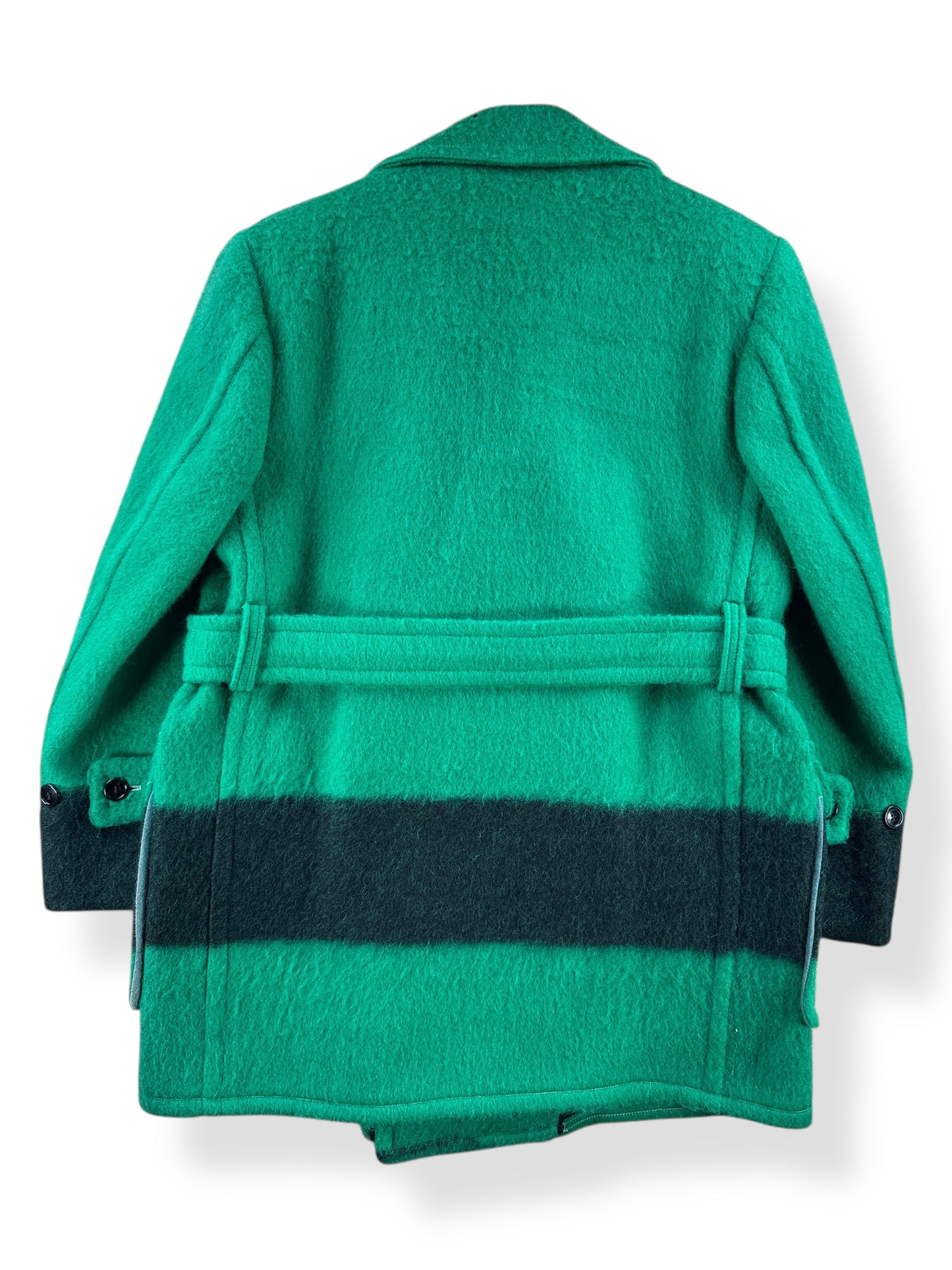 Back of Vintage Hudson's Bay Green Belted Point Blanket Coat SZ M