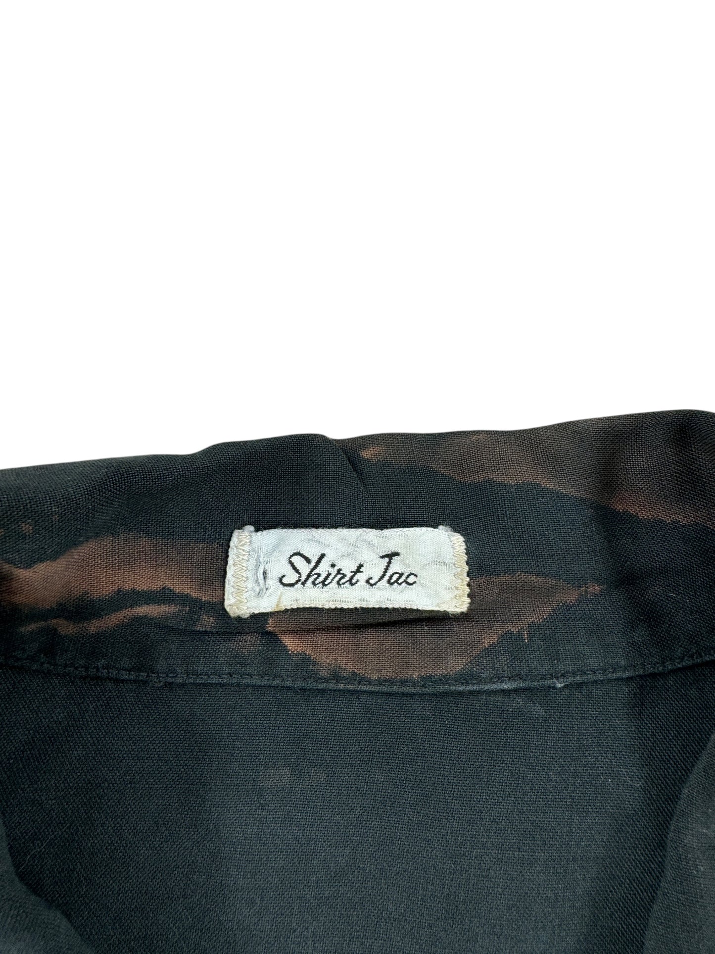 Tag on Vintage Black Rayon Racing Stripe Shirt SZ M