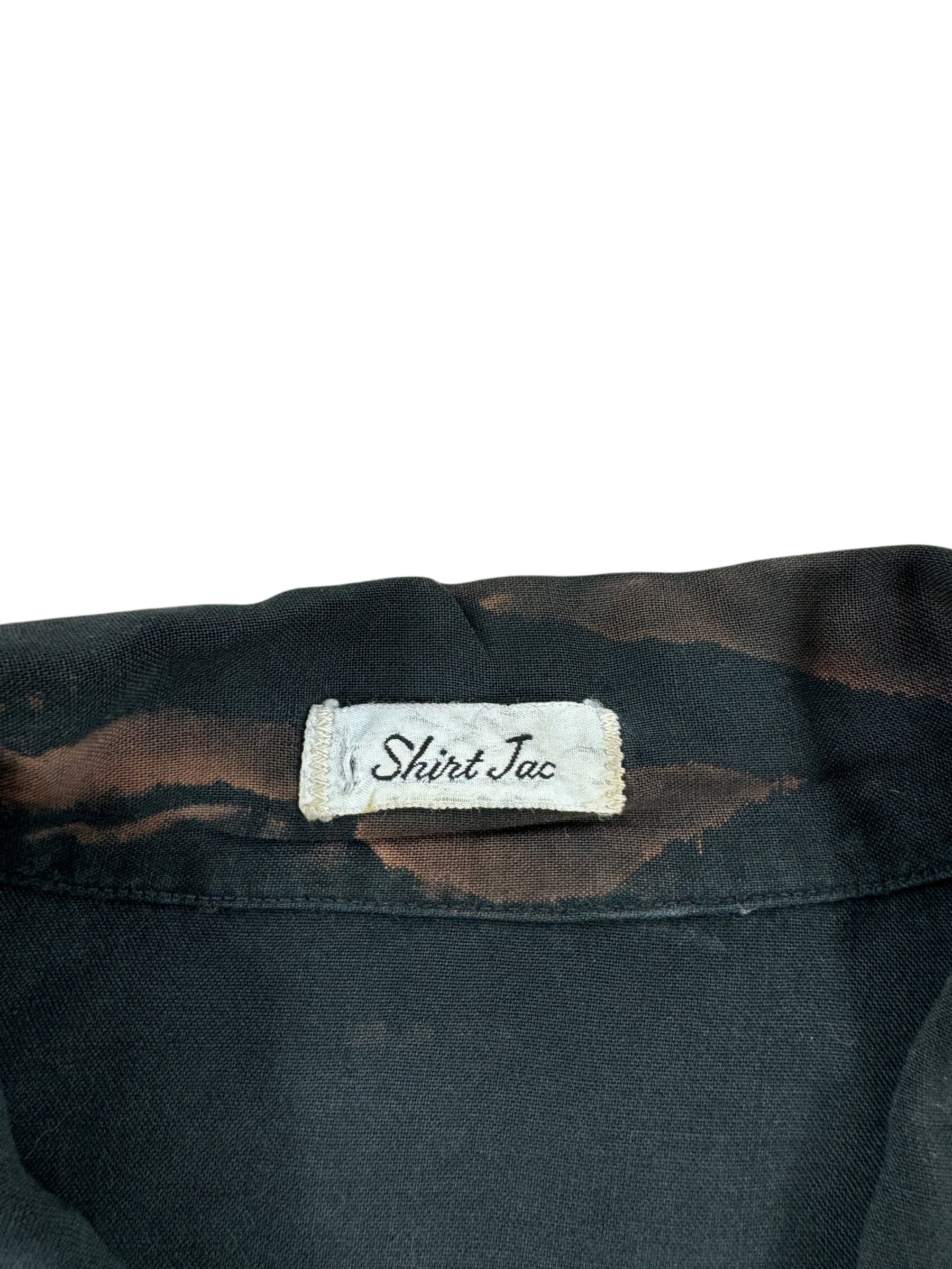Tag on Vintage Black Rayon Racing Stripe Shirt SZ M