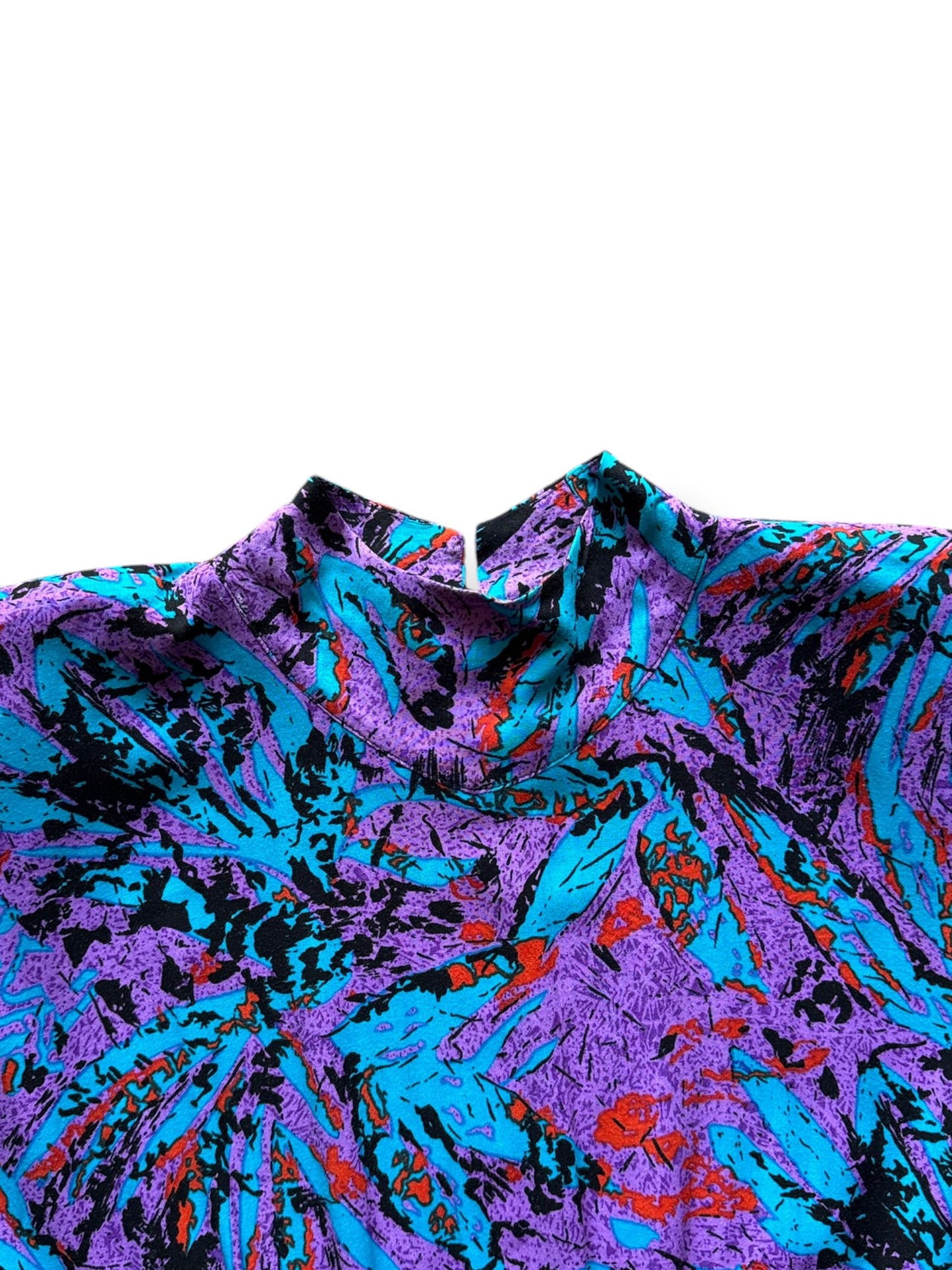 Collar on Vintage 80s Paint Splash Peplum Dress SZ 7