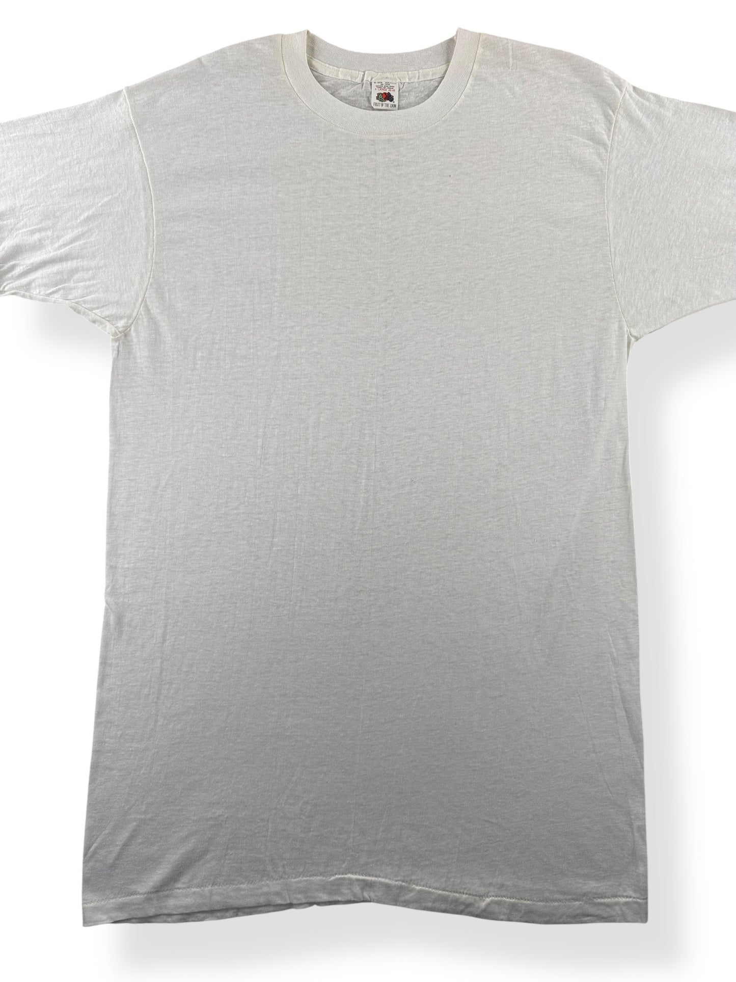 Front Close Up of Vintage FOTL Blank White Tee SZ XL (Fits M)