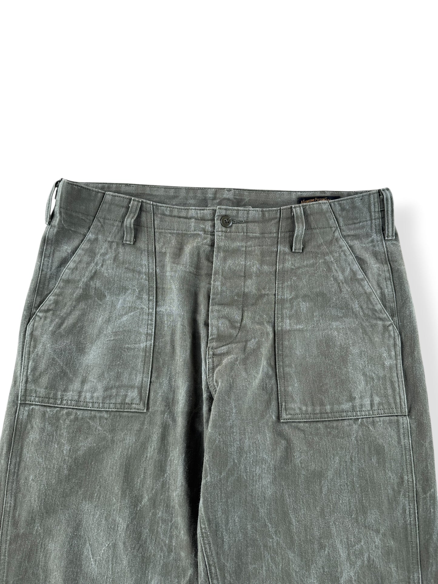 Front Close Up of Filson Burnt Olive Field Supply Pants W36 (Fits W37)