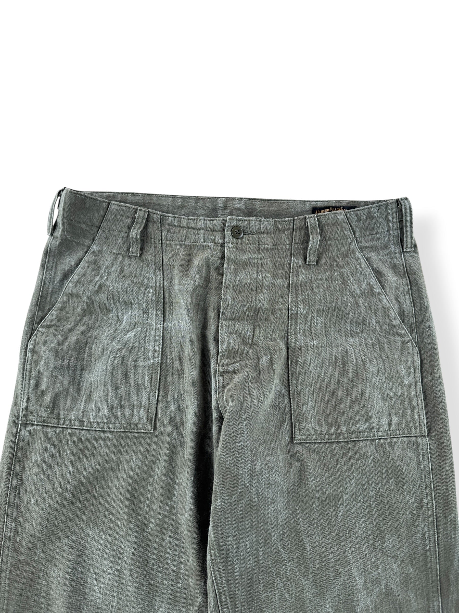 Front Close Up of Filson Burnt Olive Field Supply Pants W36 (Fits W37)