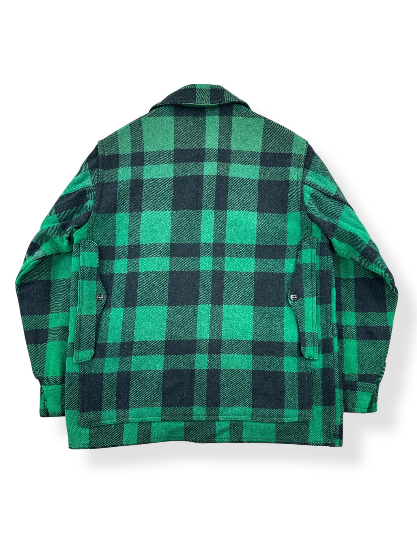 Back of Vintage 60s Filson Green and Black Mackinaw Cruiser SZ L