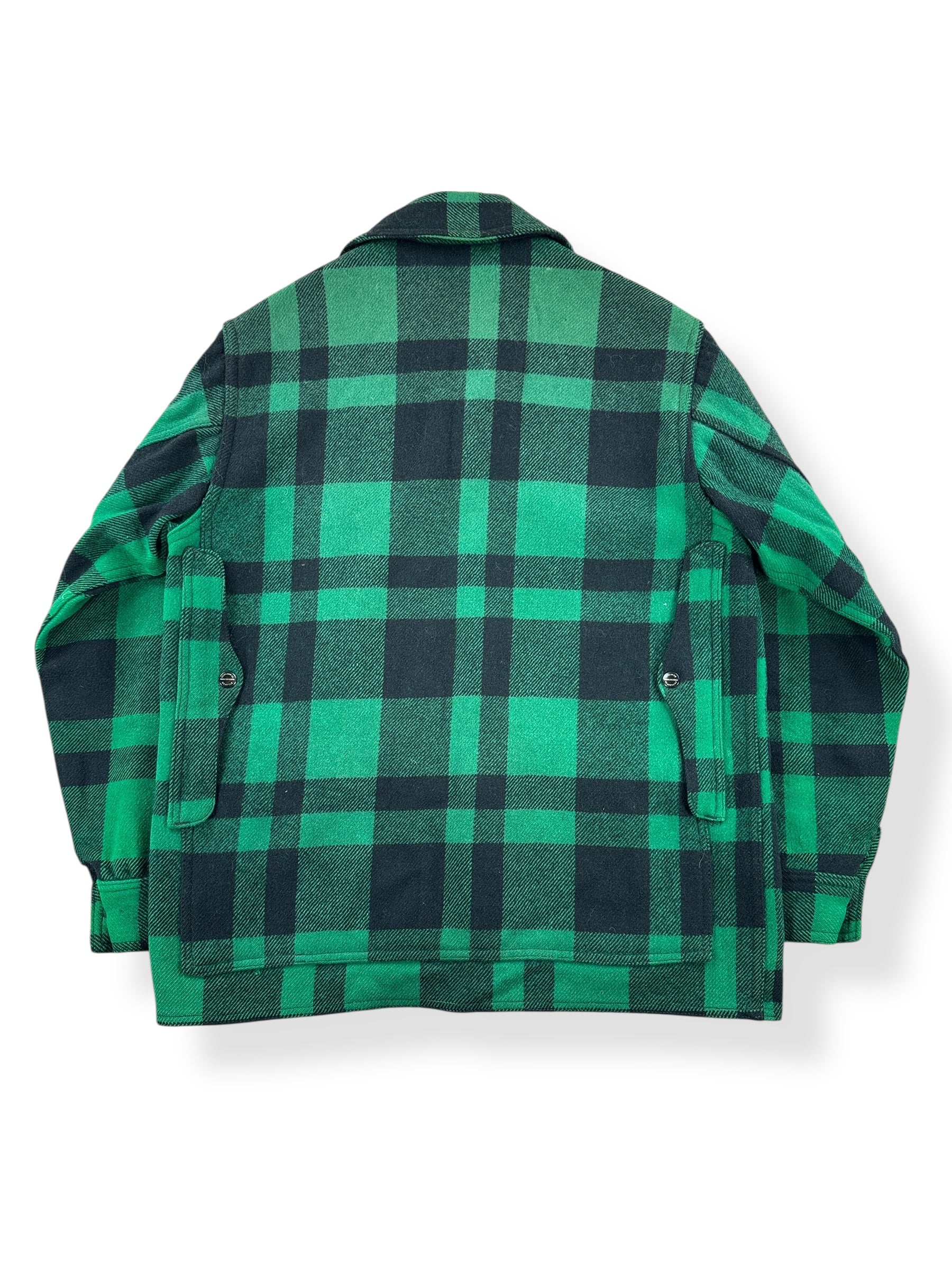 Back of Vintage 60s Filson Green and Black Mackinaw Cruiser SZ L