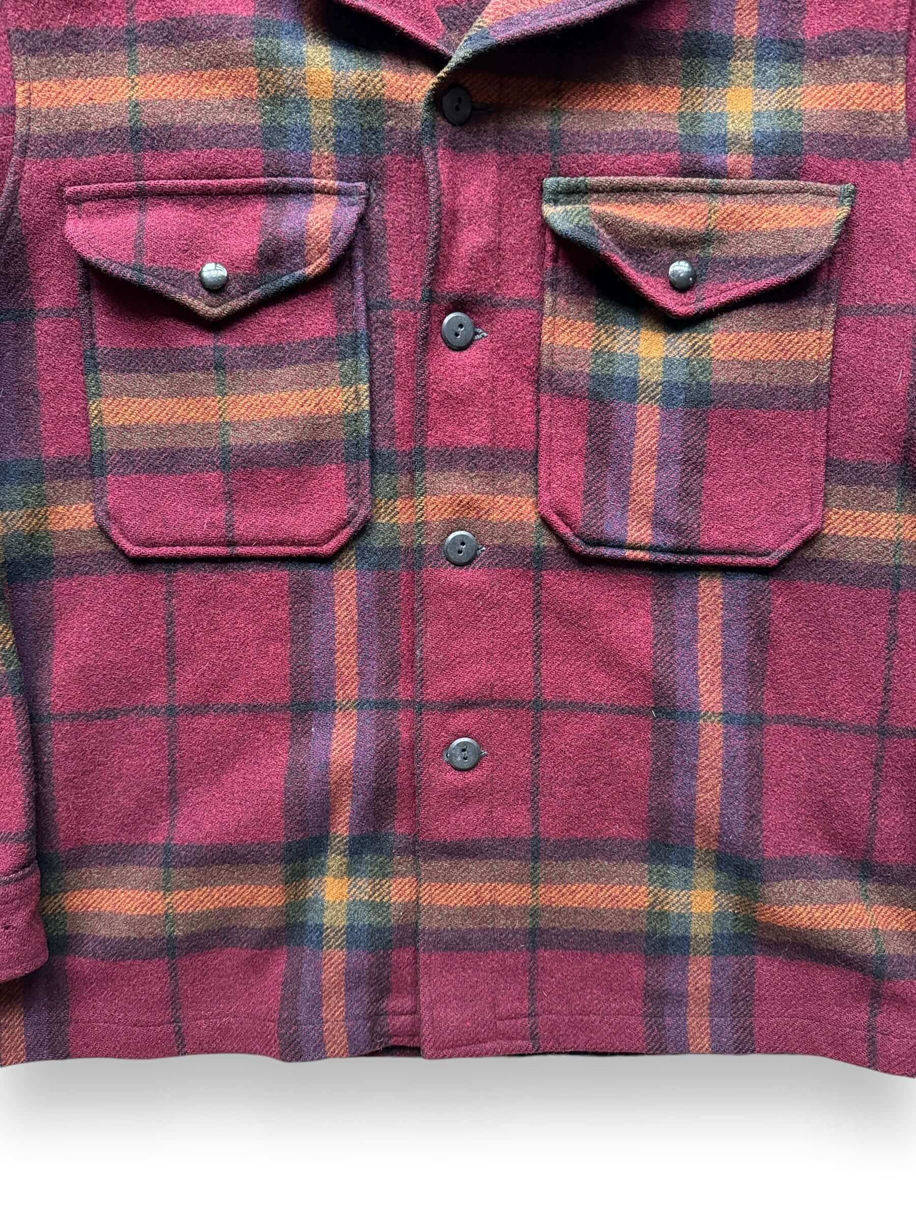 buttons on Vintage Pendleton Wool Red/Yellow Plaid Jacket SZ L