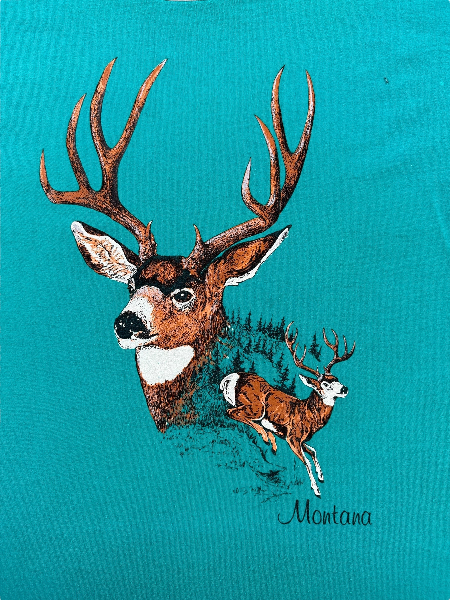 Front Graphic of Vintage Montana Deer Tee SZ M