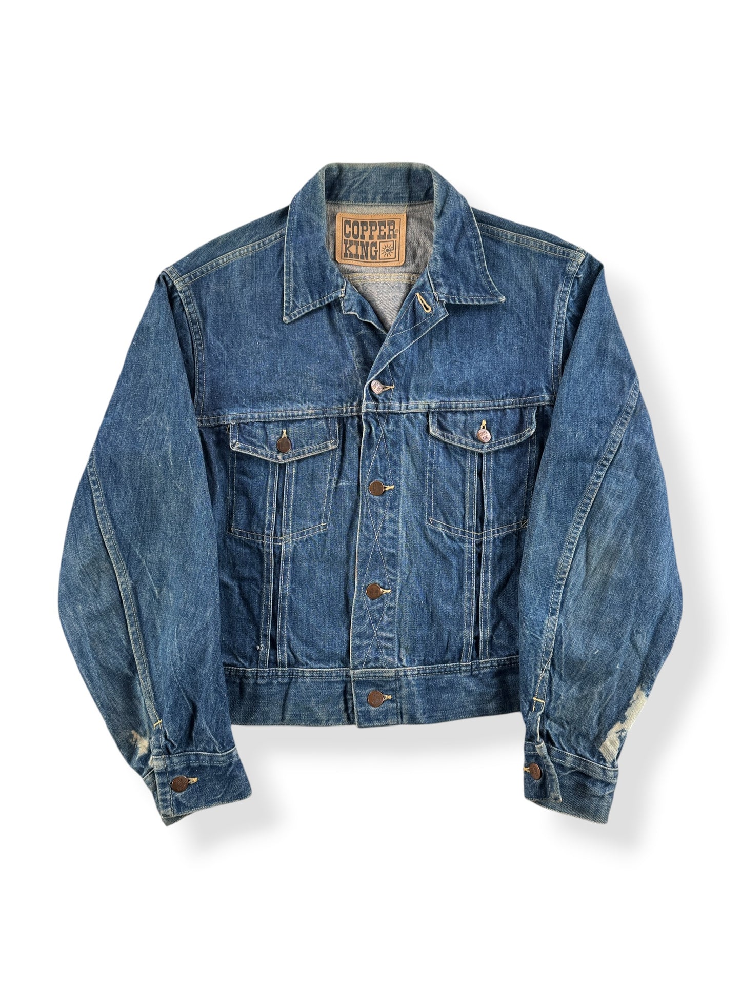 Front of Vintage Copper King Denim Trucker Jacket SZ M