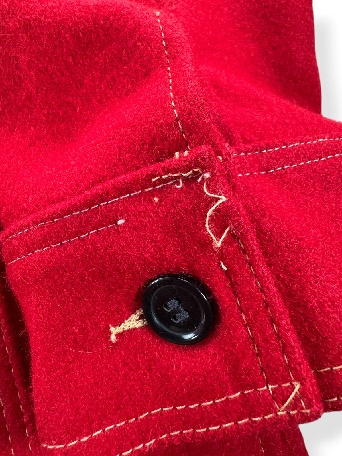 Stitching separation on cuff of Filson Limited Edition 1897 Collection Scarlet Cruiser SZ L