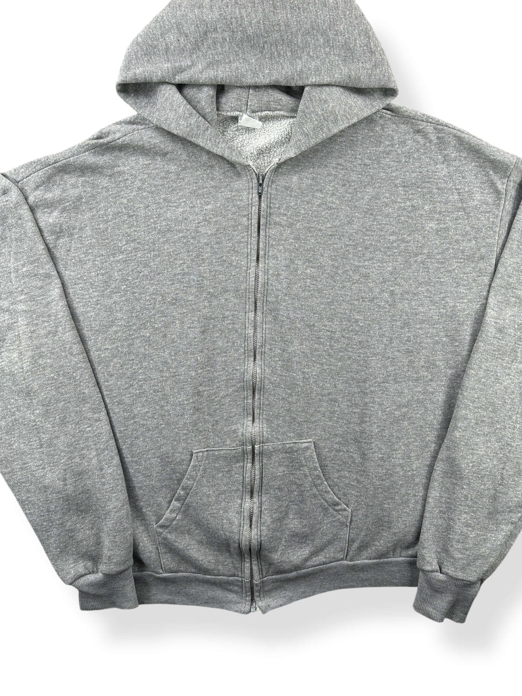 Front Close Up of Vintage Boxy Oversized Healthknit Zip Up Hoodie SZ 3XL