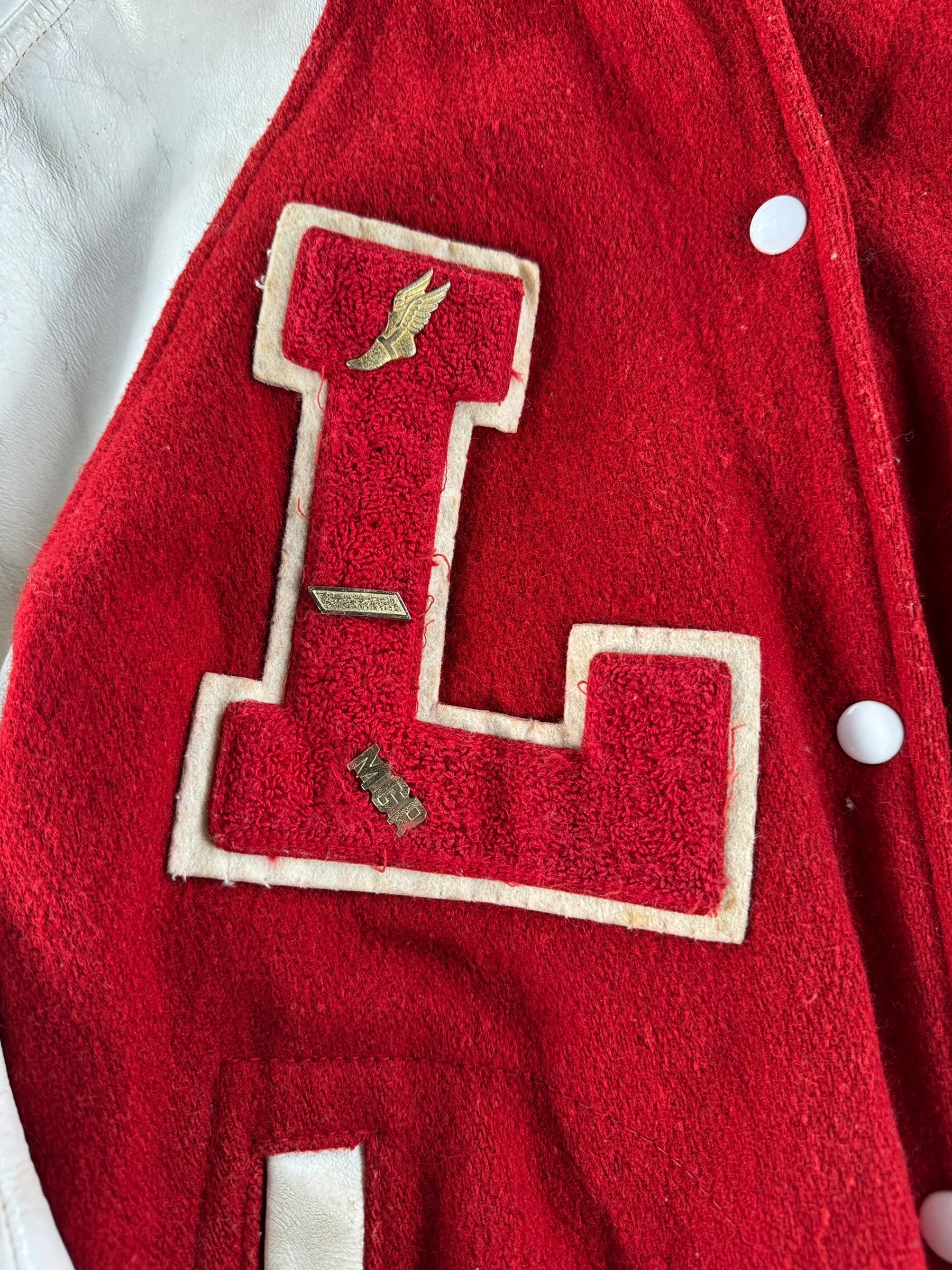 Patch on Vintage Liberty Cheerleader Varsity Jacket SZ 38 (Fits S/M)