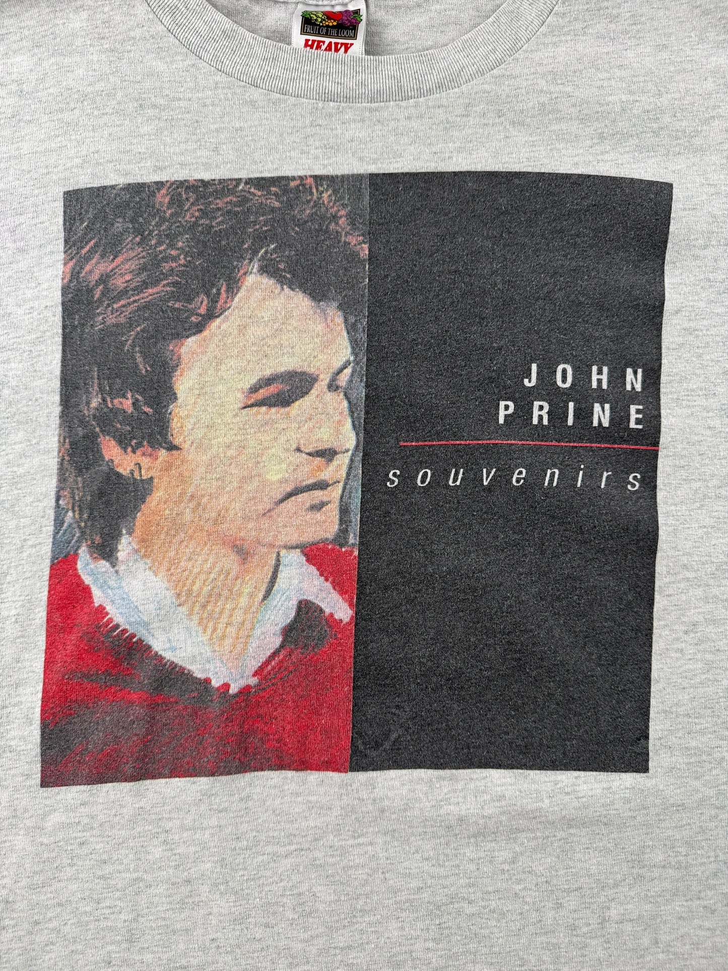 Graphic on Vintage John Prine Souvenirs Tour Shirt SZ XL