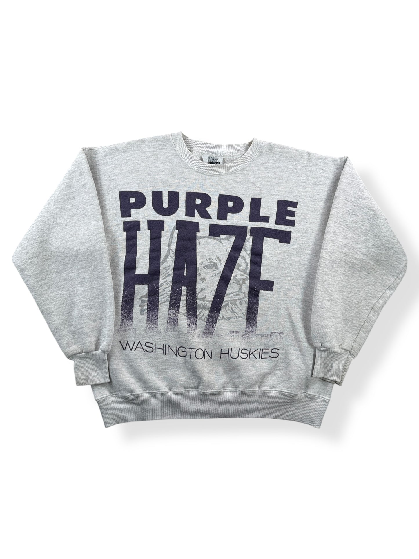 Front of Vintage Huskies Purple Haze Crewneck SZ L