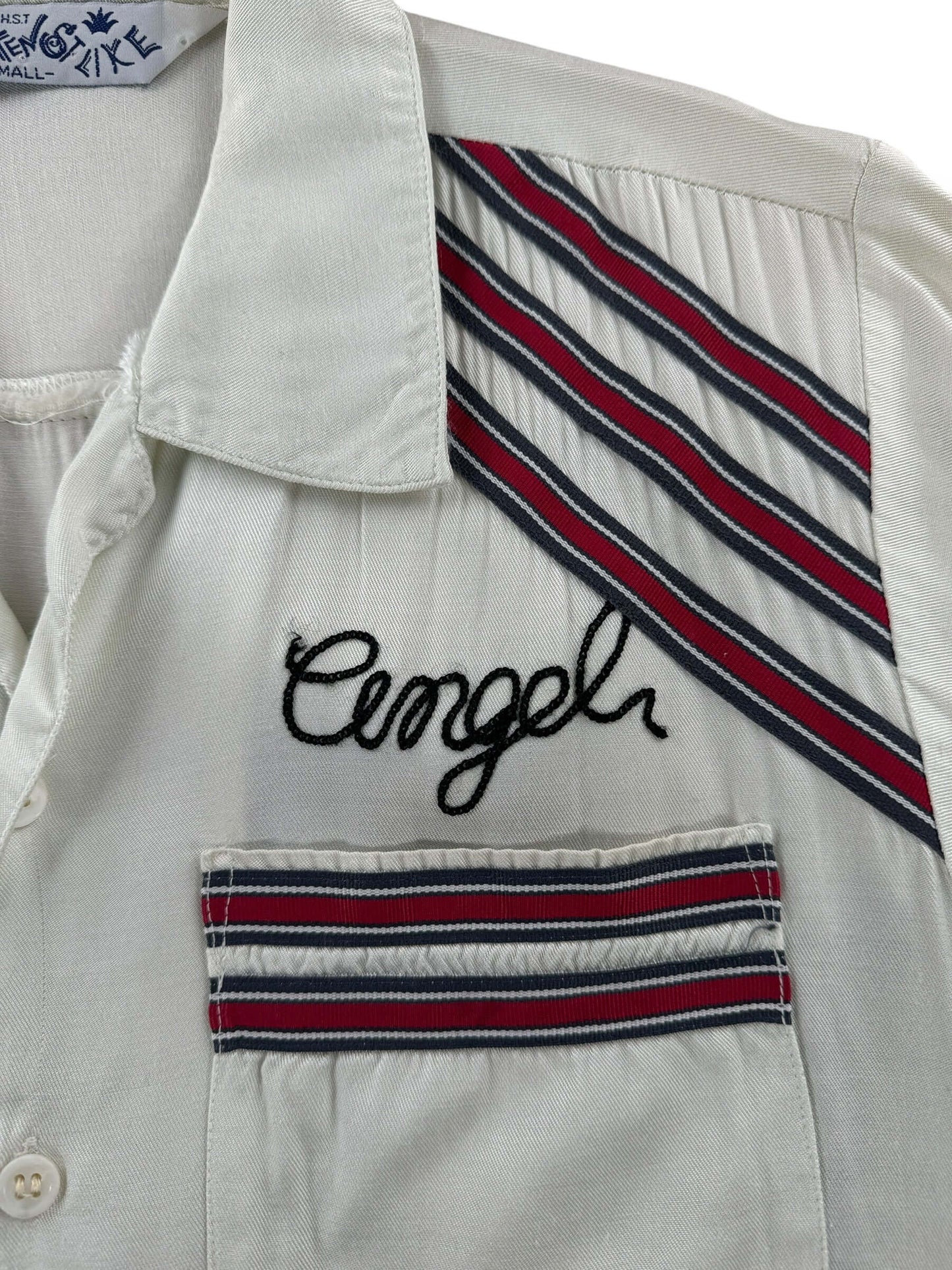 Embroidered of Vintage Rayon Chainstitched Roadrunner Bowling Shirt SZ S