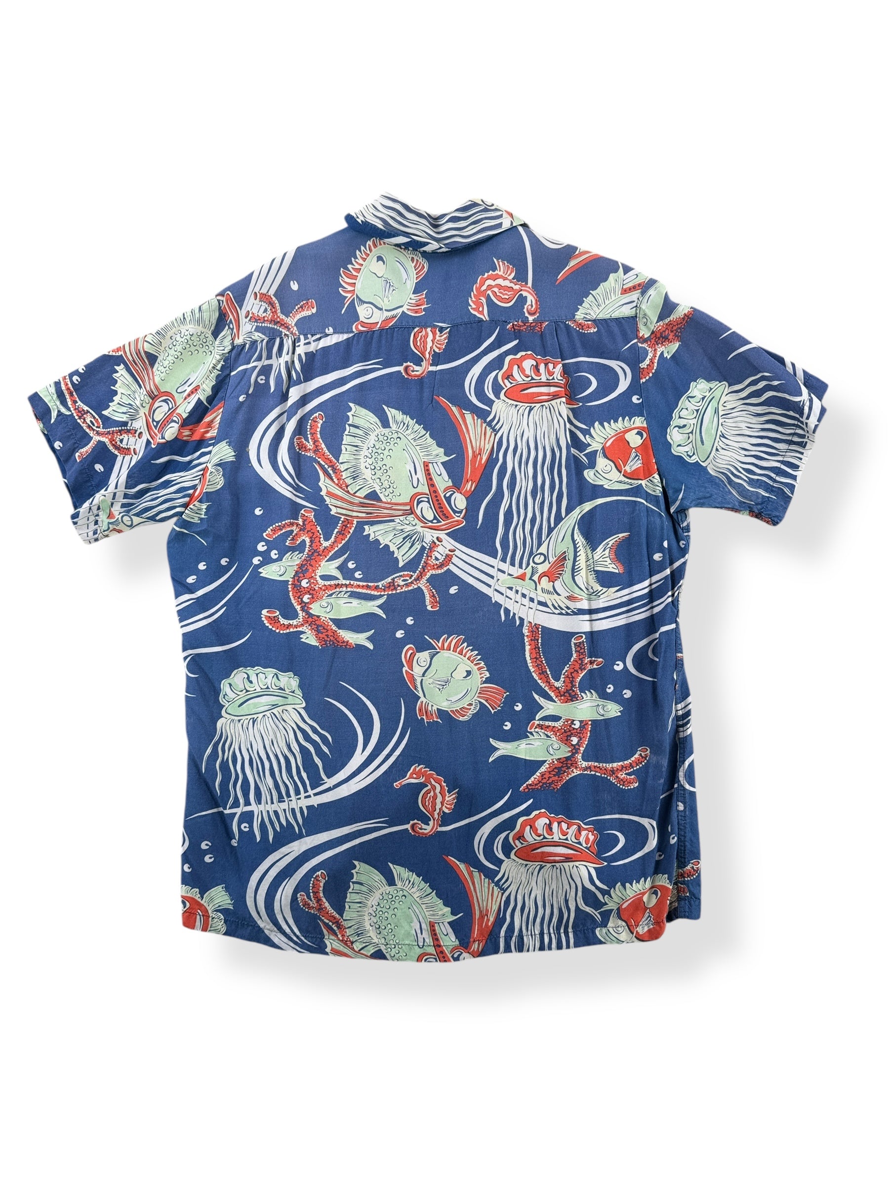 Back of Vintage 60s Era Reminiscence Aloha Shirt SZ M