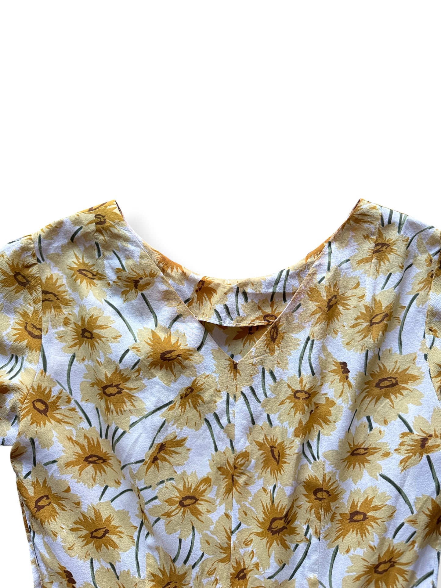 Collar on Vintage 1950s Yellow Flower Dress SZ M