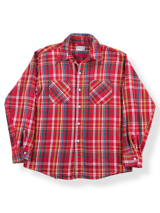 Front of Vintage 70s Era Red Blue Gold Big Mac Cotton Flannel SZ L