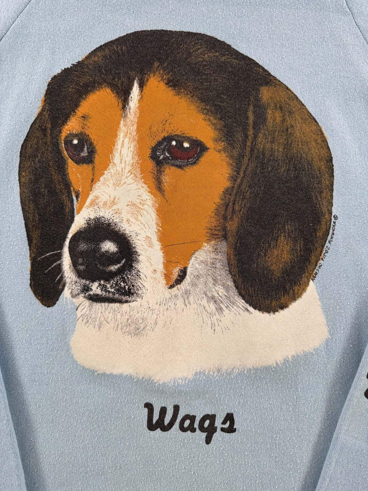 Front graphic on Vintage 1980s Beagle Crewneck SZ S