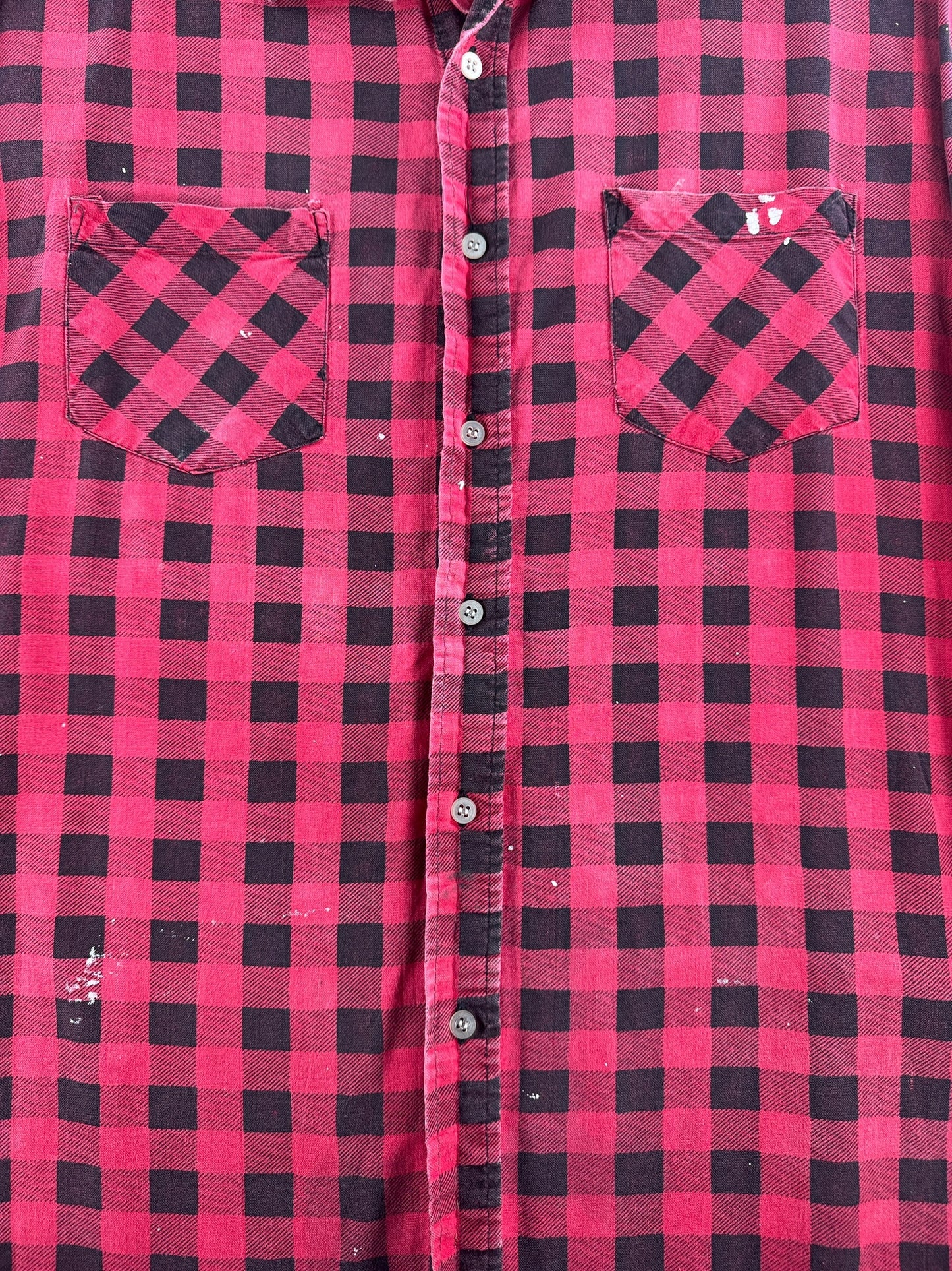 Close Up of Vintage Dickies Red Printed Cotton Flannel SZ XL - AS IS