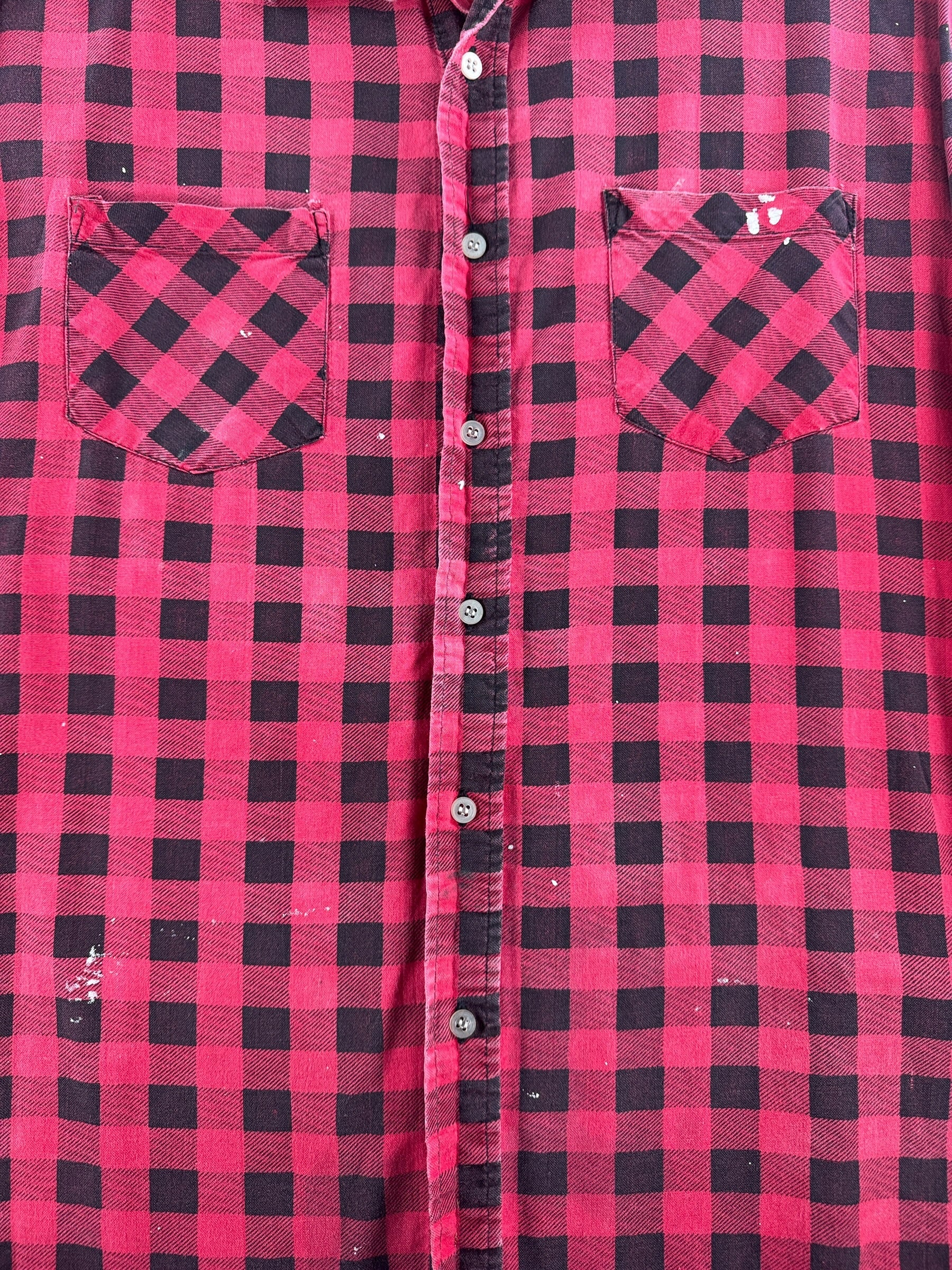 Close Up of Vintage Dickies Red Printed Cotton Flannel SZ XL - AS IS