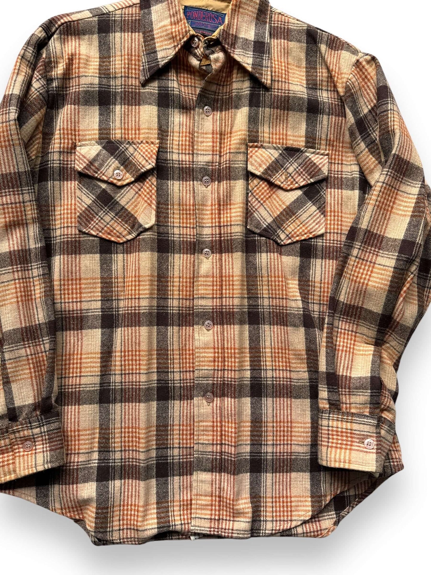 front close up of Vintage Ponderosa Wool Blend Flannel SZ M